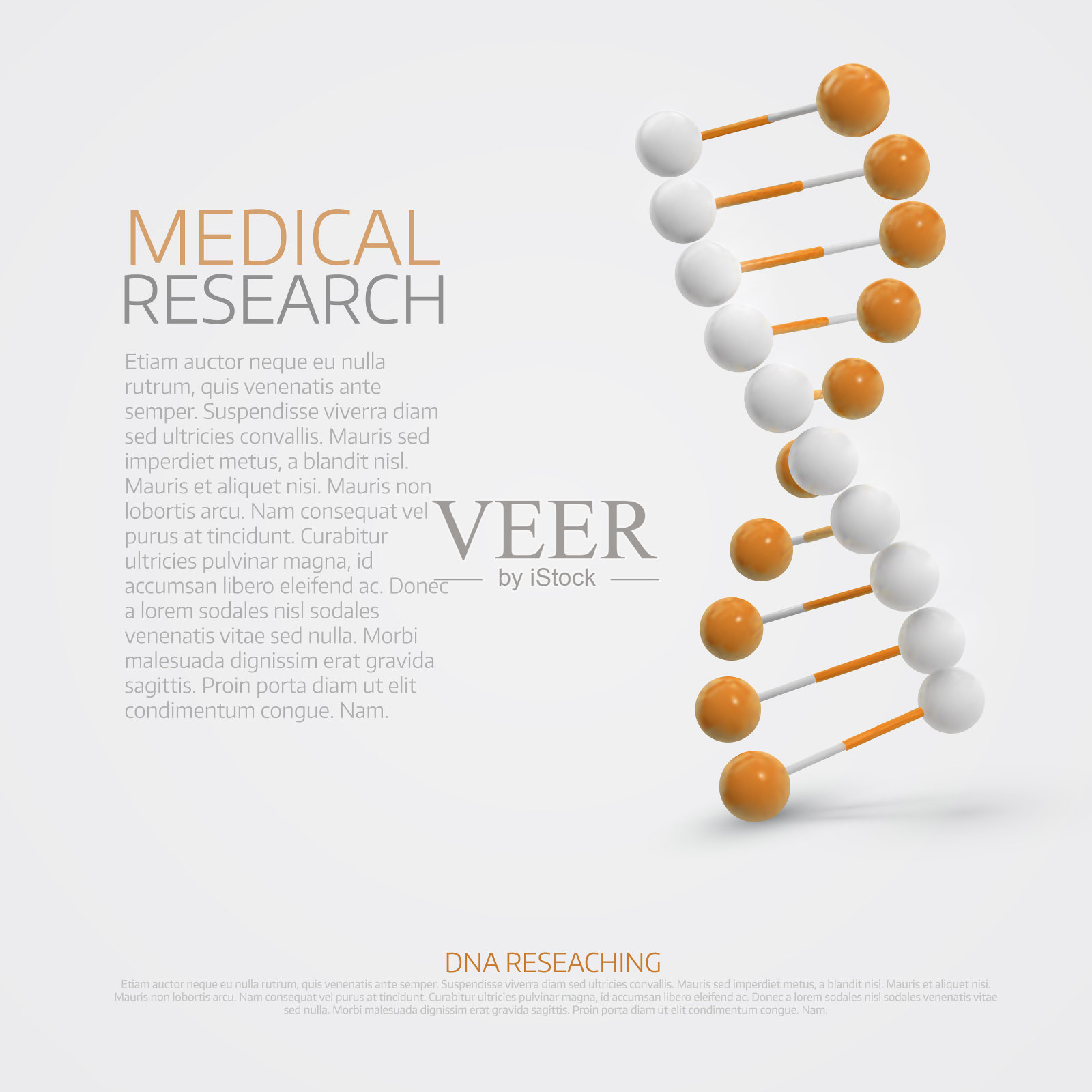 抽象彩色医学背景与3d Dna分子。海报或封面模板。插画图片素材