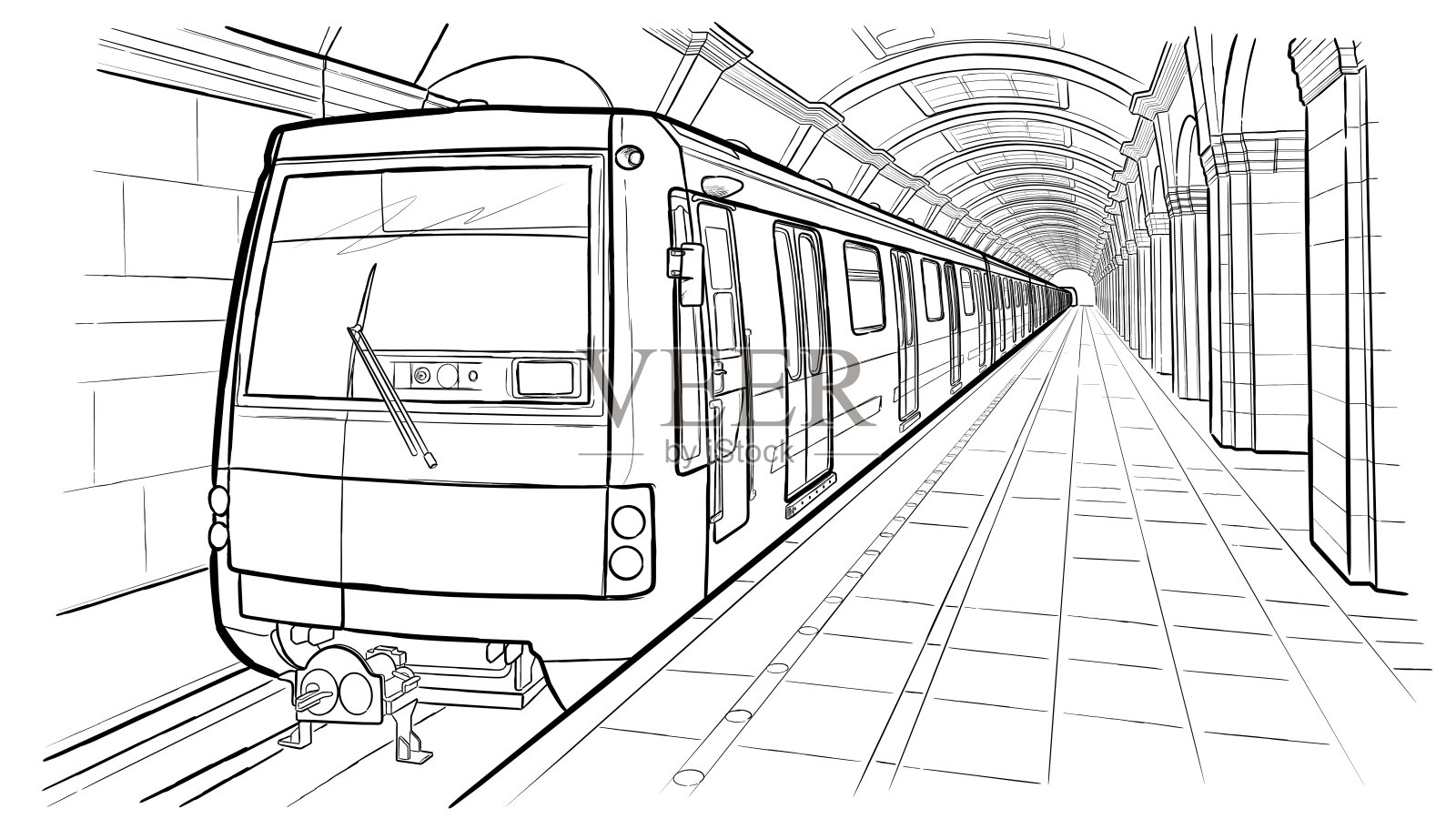 手绘圣彼得堡地铁站插画图片素材