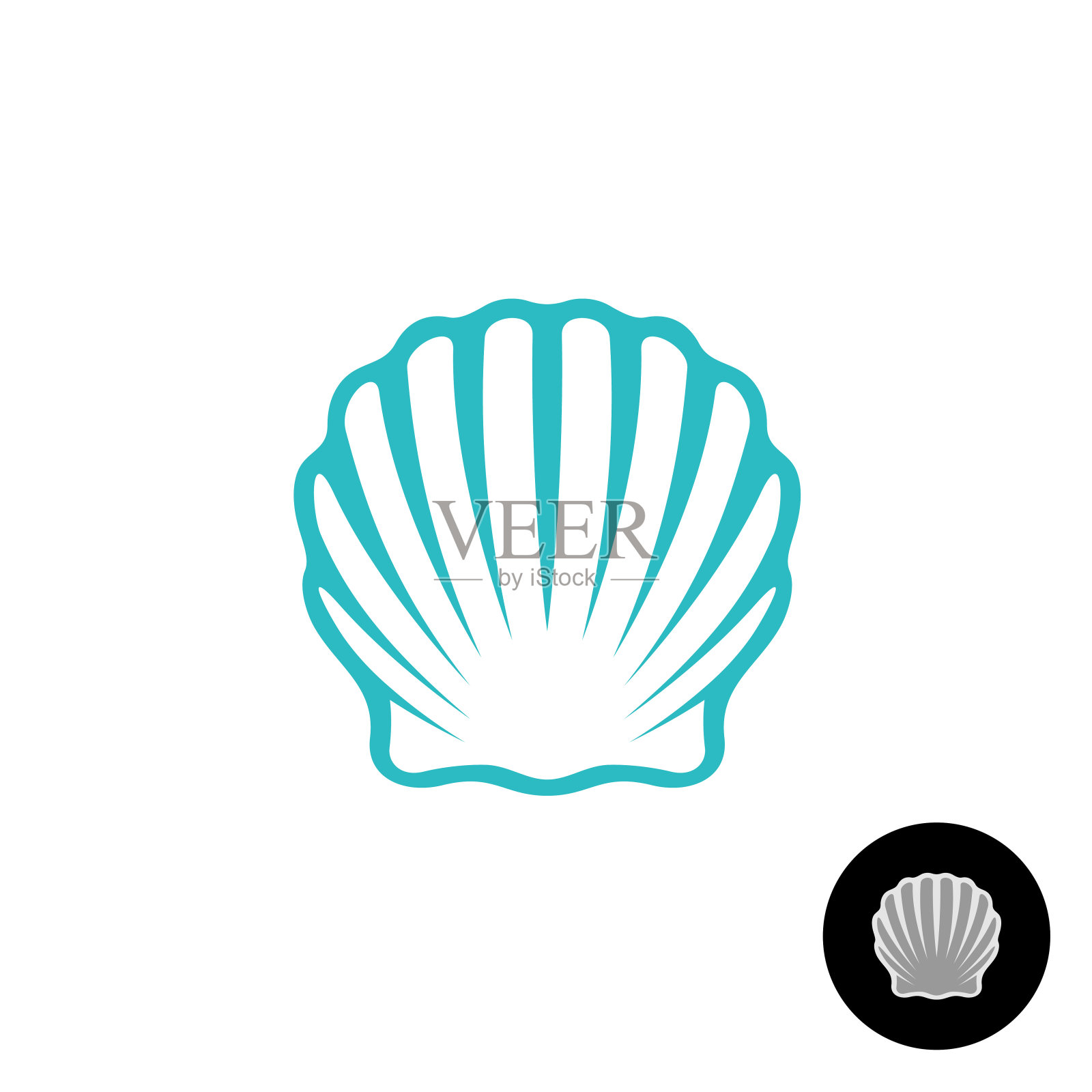 海贝的象征。扇贝是贝壳优雅的象征。海贝壳isolat设计元素图片