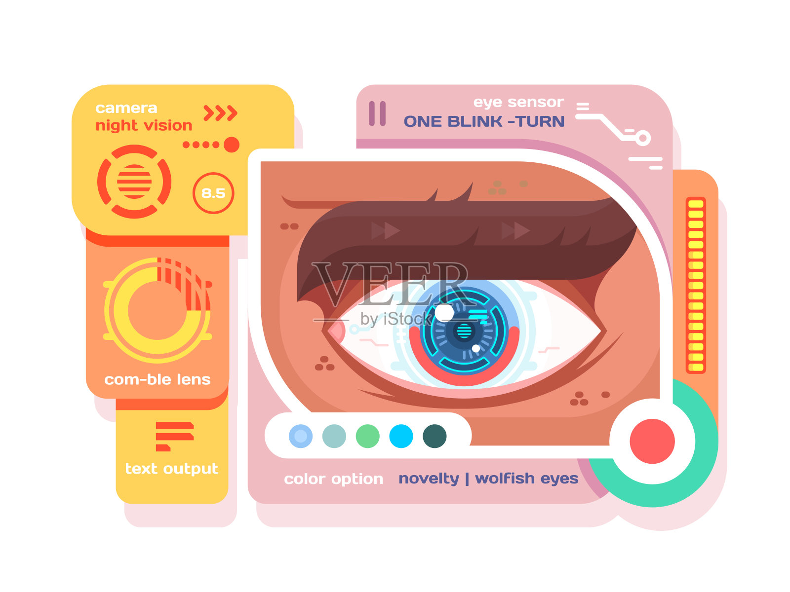眼平视网膜技术插画图片素材