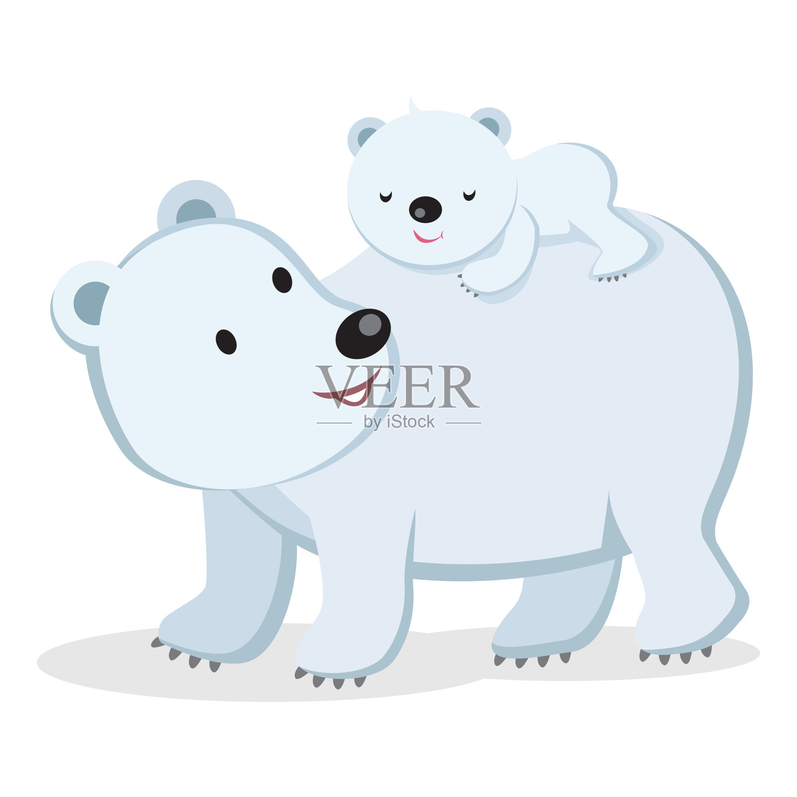北极熊母熊和幼崽插画图片素材
