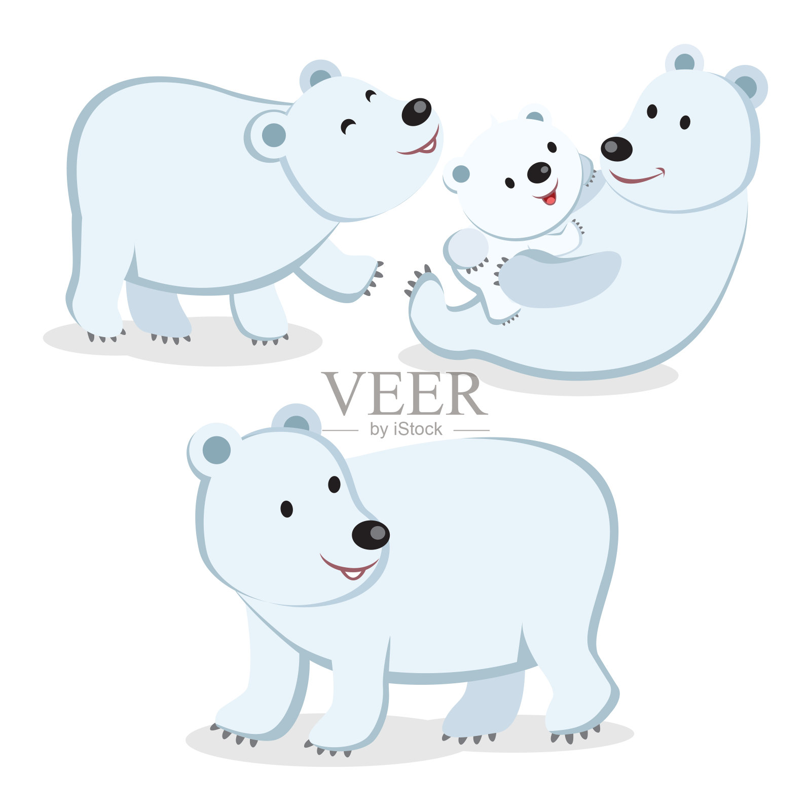 北极熊集合插画图片素材