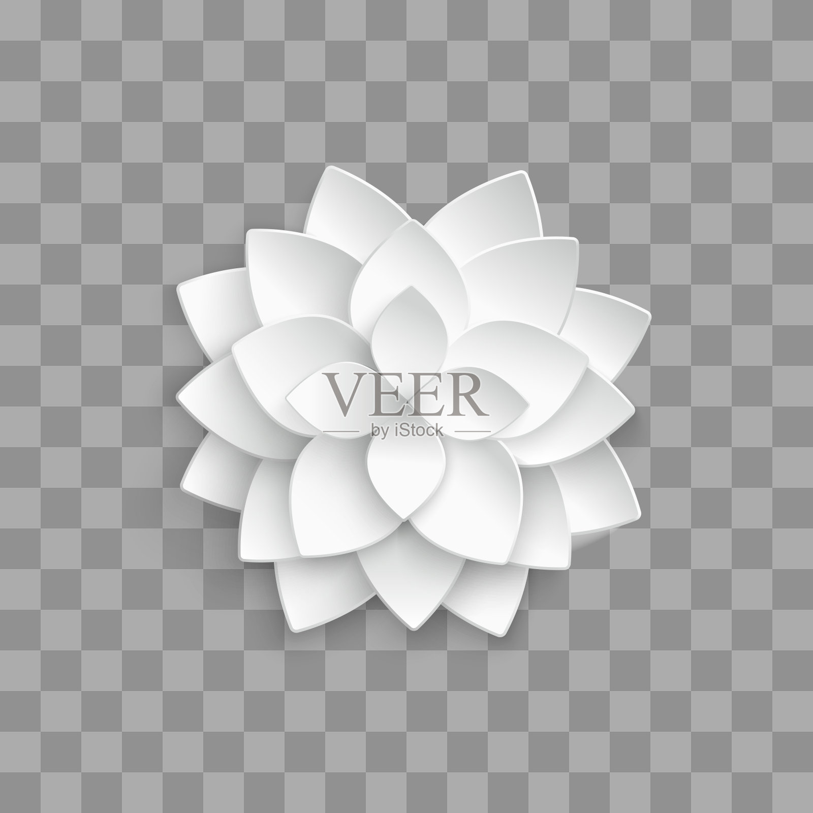白纸3d莲花孤立在透明的背景设计元素图片
