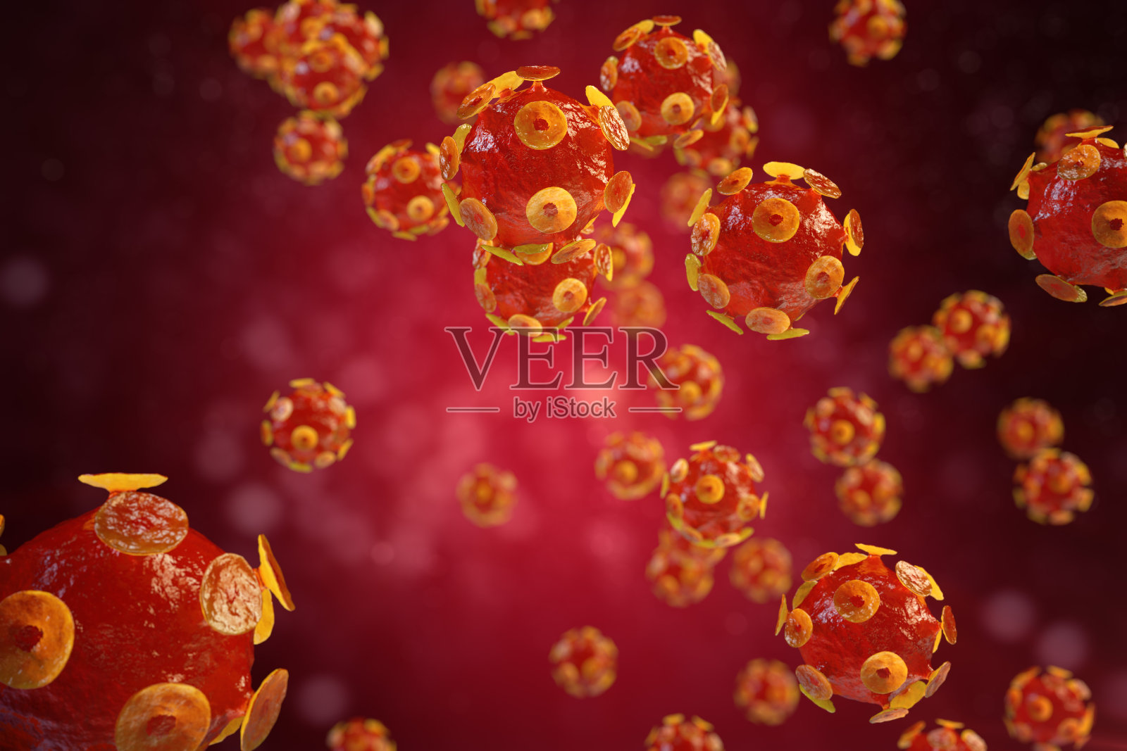 病毒性肝炎感染引起的慢性肝病，肝炎病毒三维插图照片摄影图片