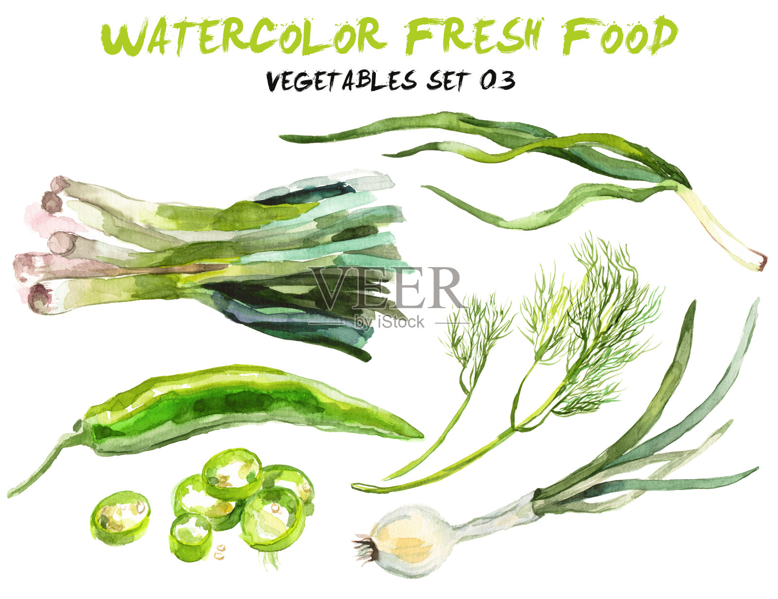 水彩蔬菜孤立在白色插画图片素材