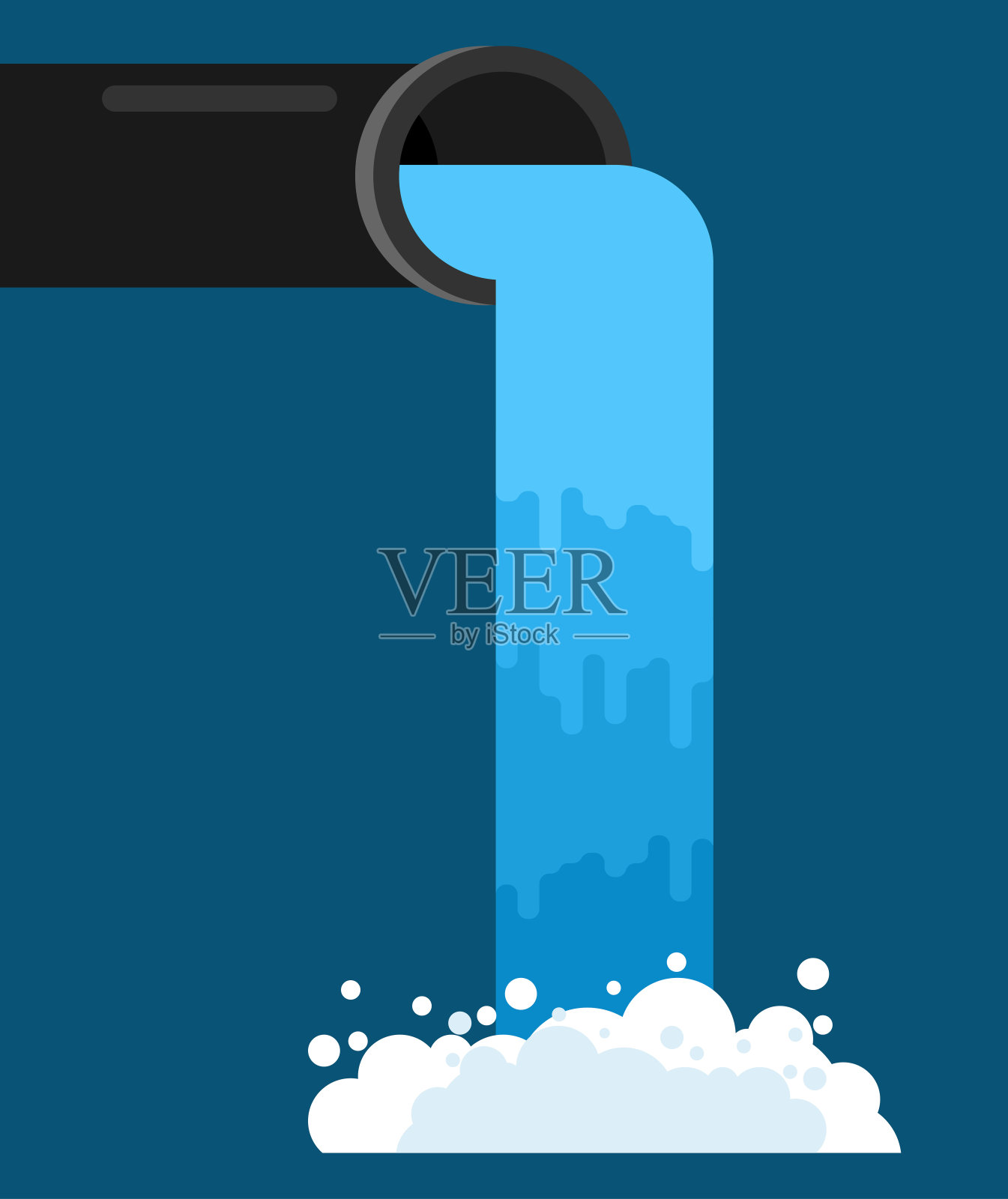 水从水管中倾泻而出。流动的干净的水。矢量图插画图片素材