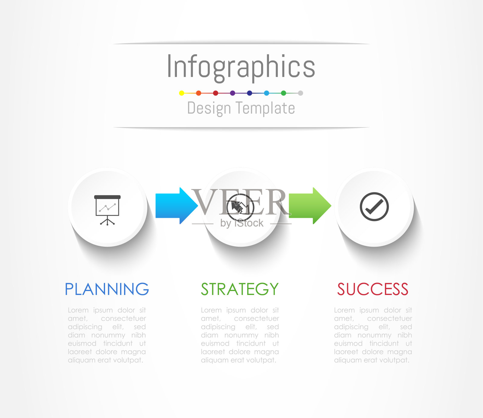 您的商业数据的信息图表设计元素有3个选项，部分，步骤，时间表或流程。矢量插图。插画图片素材
