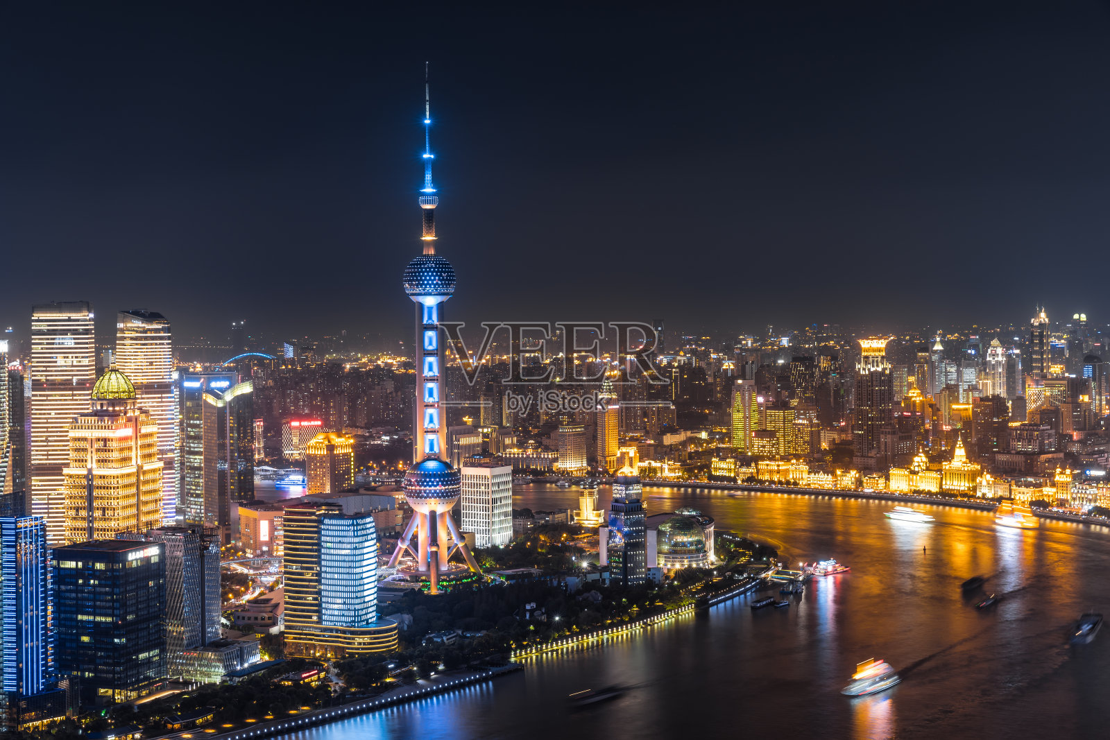 上海夜景鸟瞰图照片摄影图片