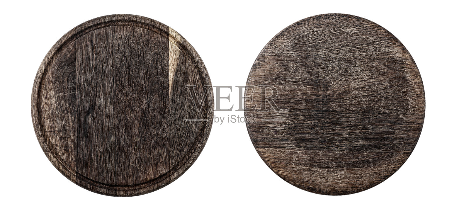 两个圆形的木制披萨板照片摄影图片