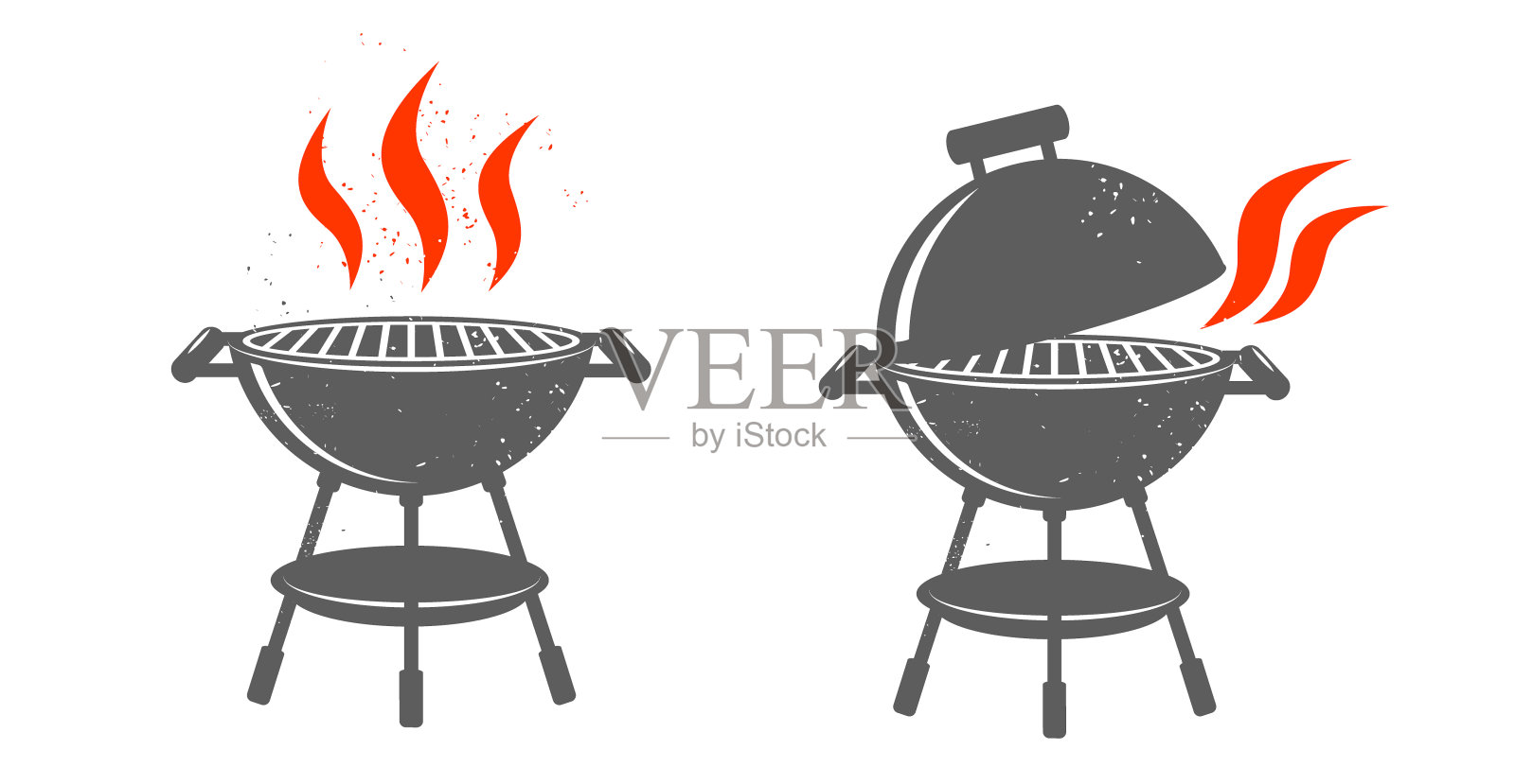 黑色烧烤烧烤插图。插画图片素材