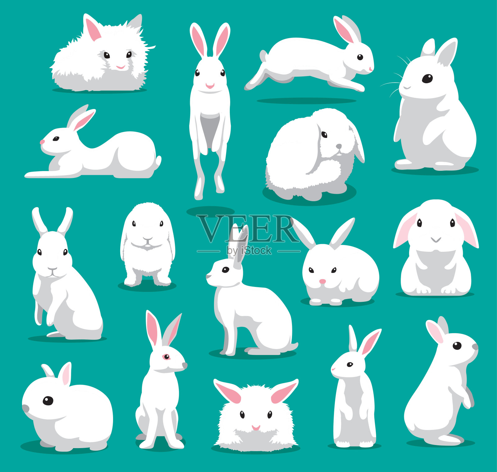 可爱的白兔摆卡通矢量插图设计元素图片