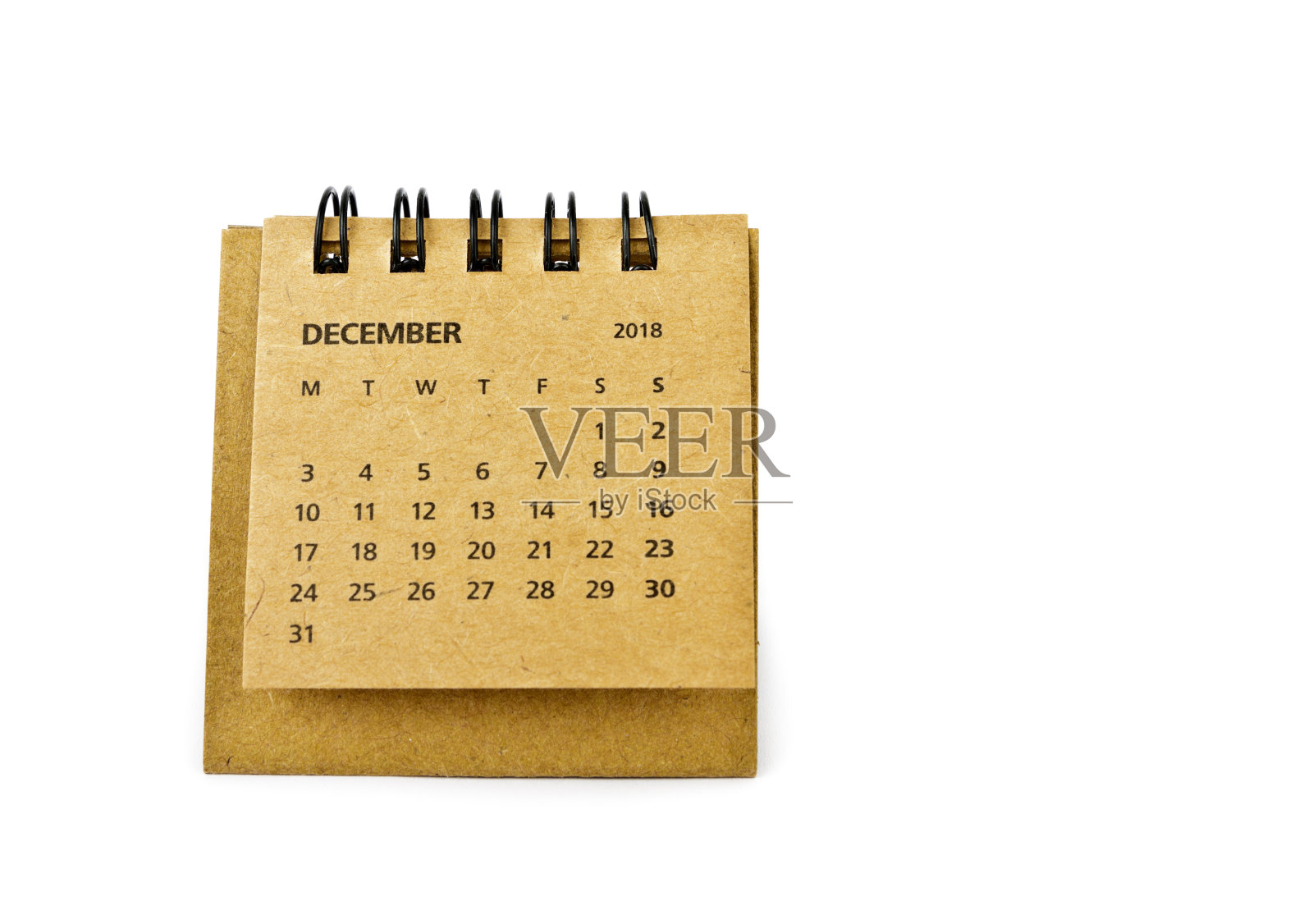 12月。日历表。白色背景上的2018年日历。照片摄影图片