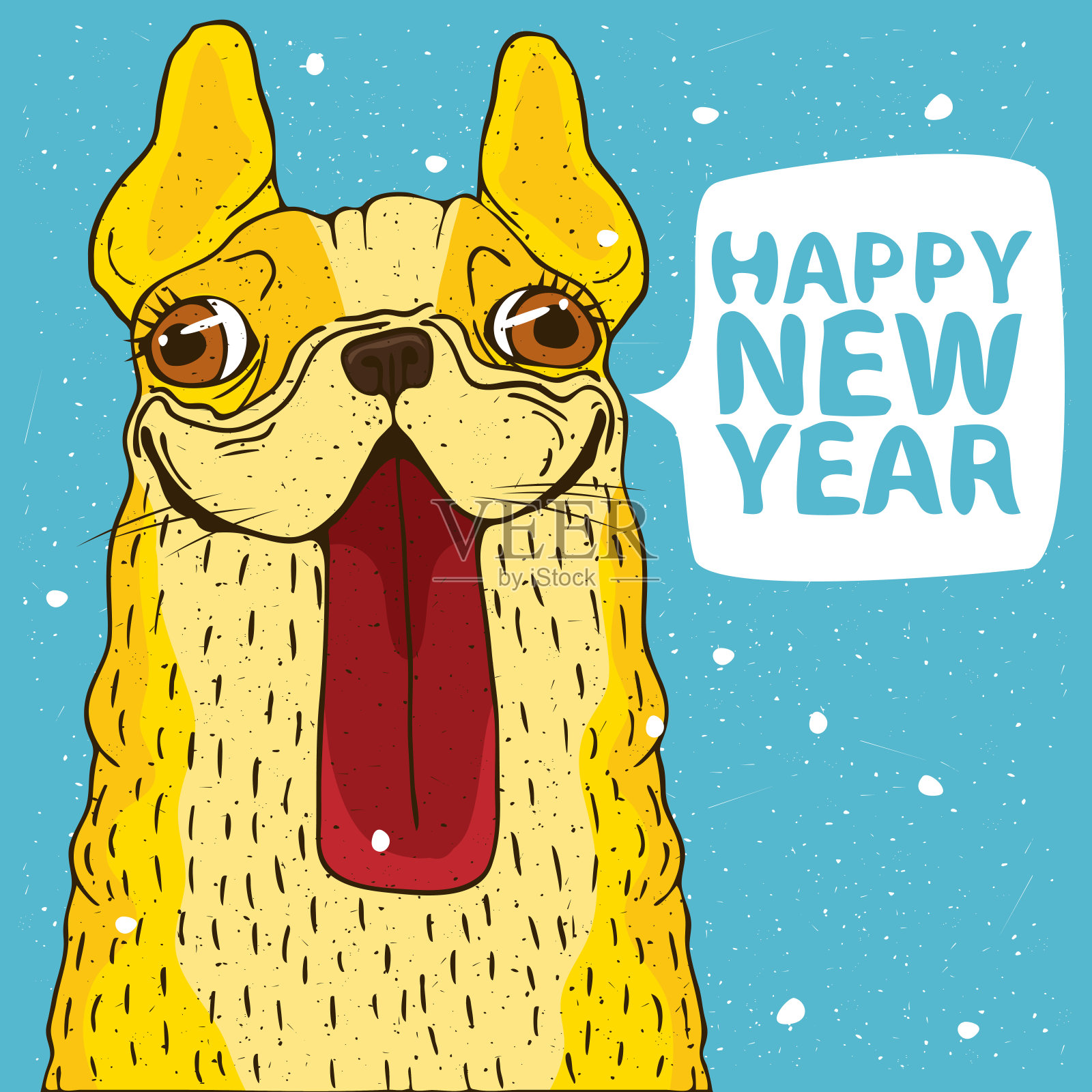 微笑的黄狗和泡泡新年快乐设计模板素材