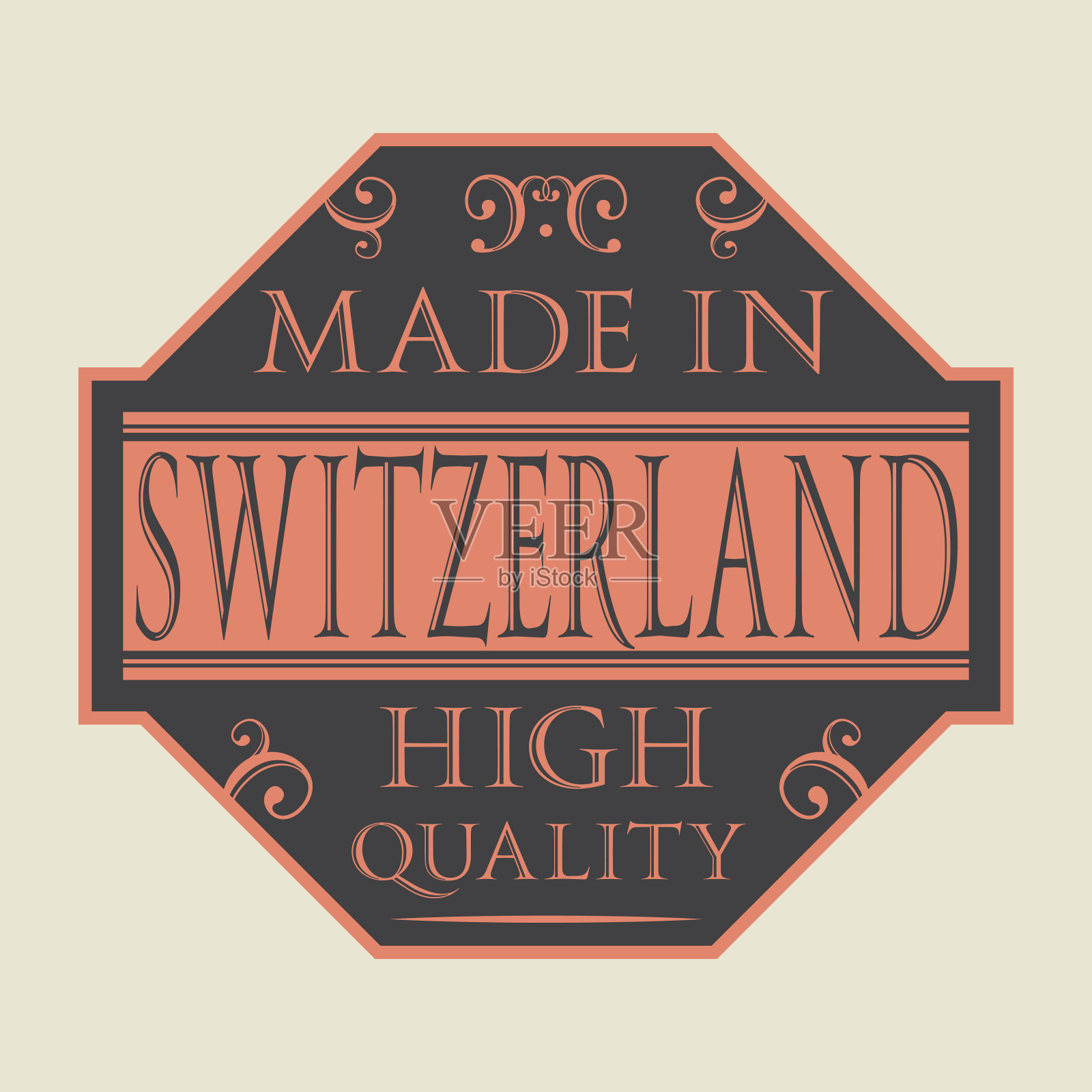 标签上有“瑞士制造”字样插画图片素材