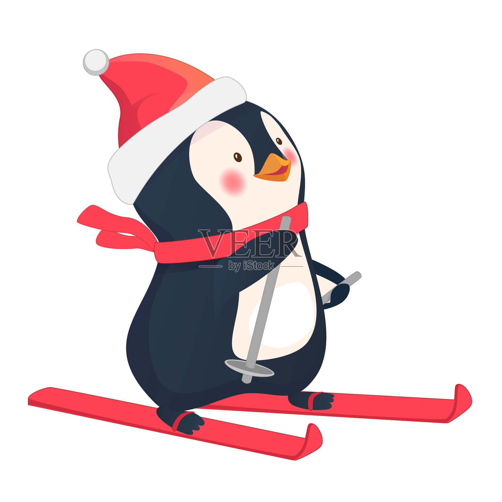 企鹅在滑雪插画图片素材