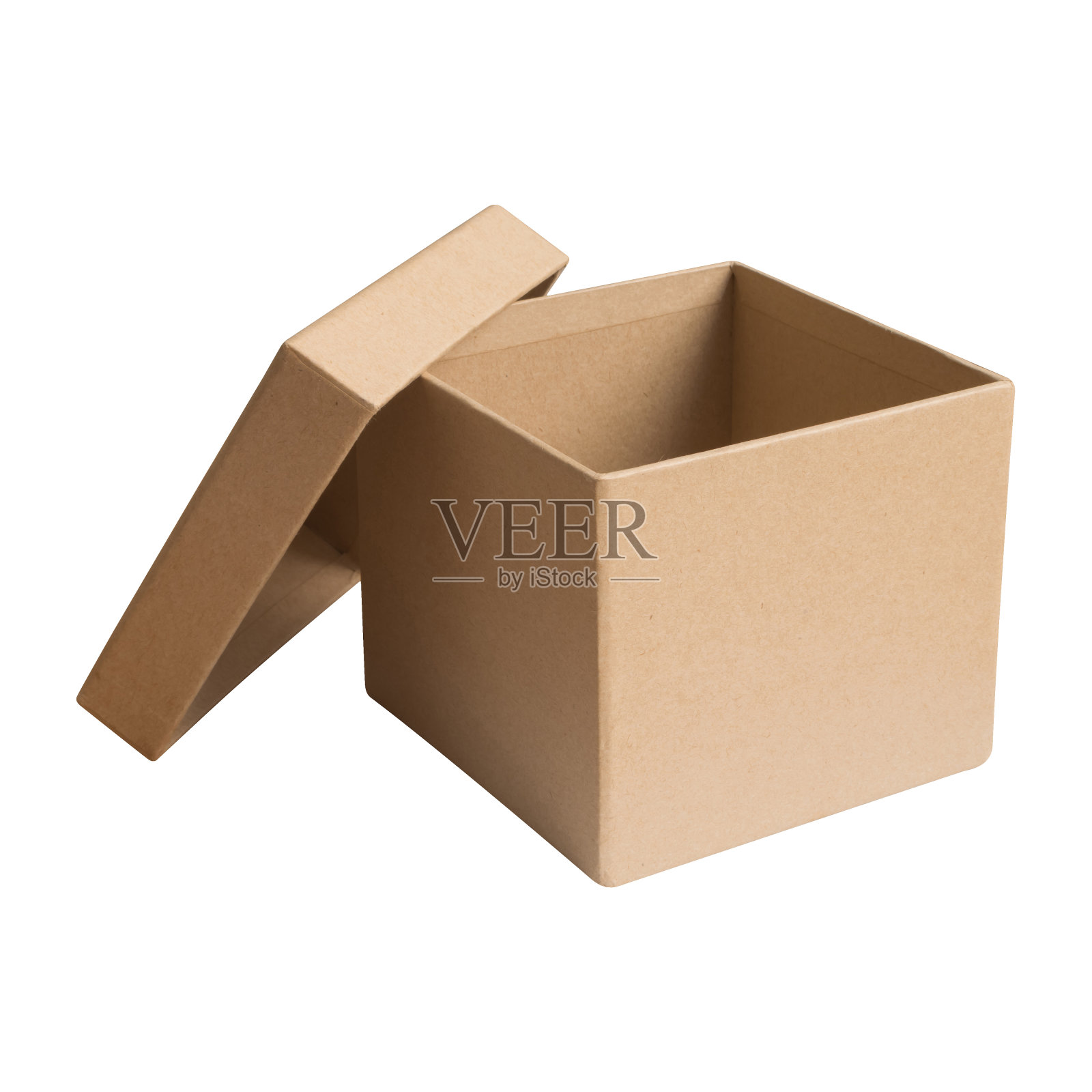 打开纸箱纸箱，棕色的颜色孤立在白色的背景，剪切路径包括设计元素图片