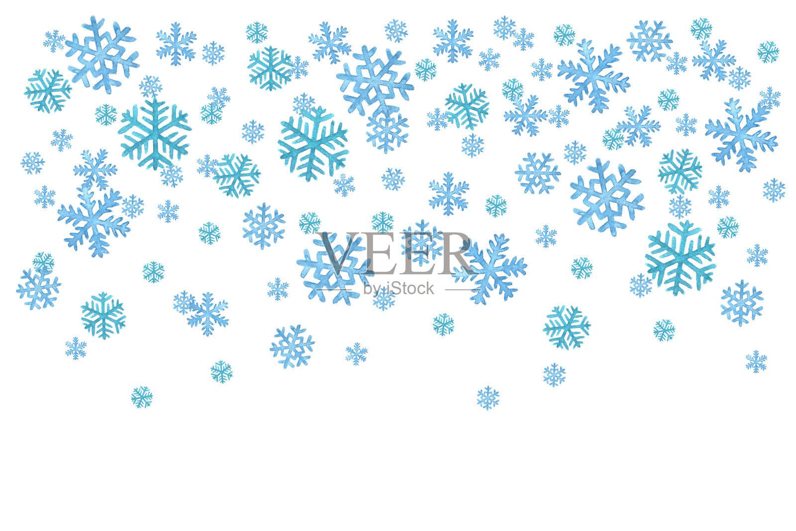 水彩圣诞和新年的雪花模板插画图片素材