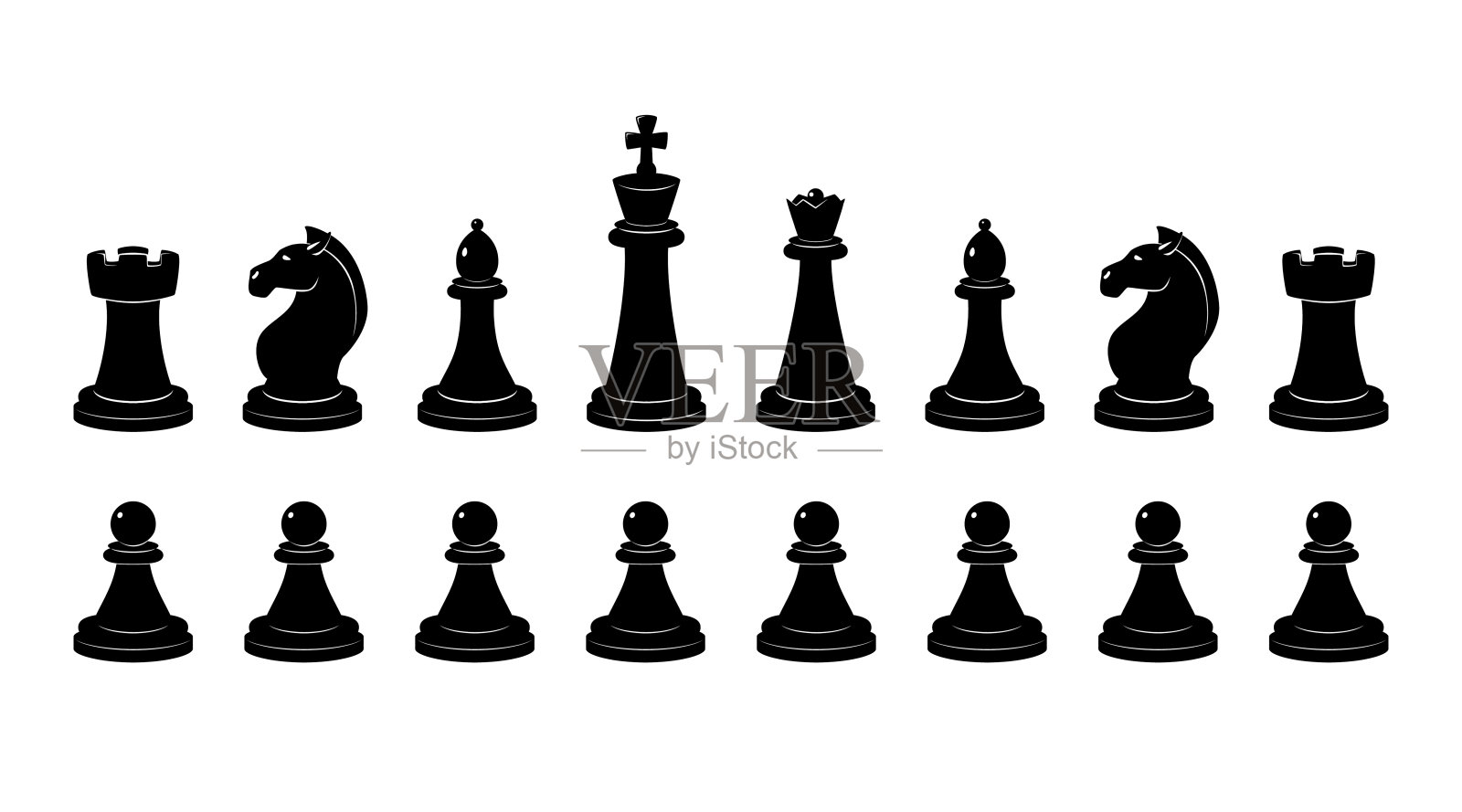 国际象棋的剪影。矢量单色插图孤立插画图片素材