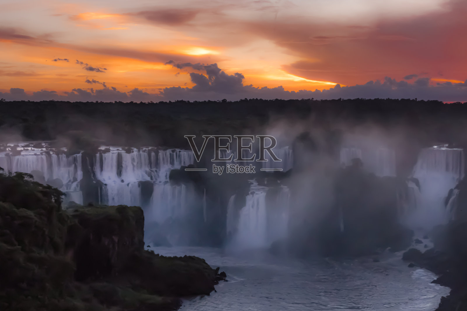 发现阿根廷-瀑布的日落照片摄影图片