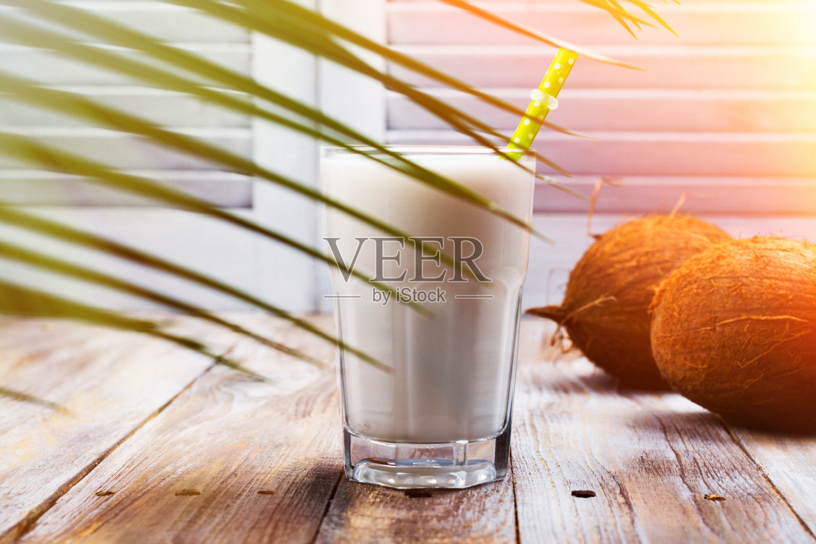 非乳制品素食椰奶在一个高脚杯照片摄影图片