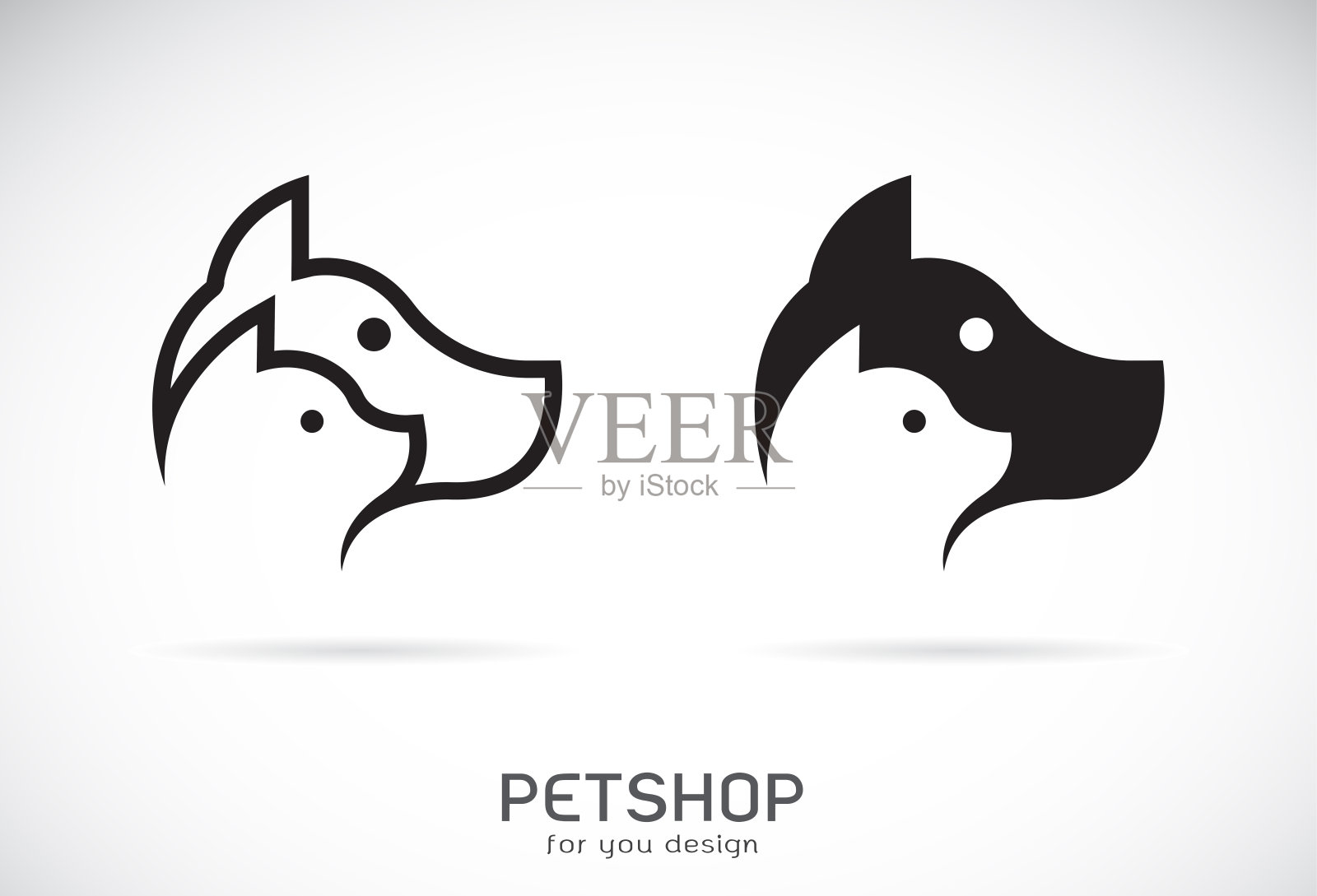 向量的狗和猫的设计在白色的背景。Petshop。动物图标。插画图片素材