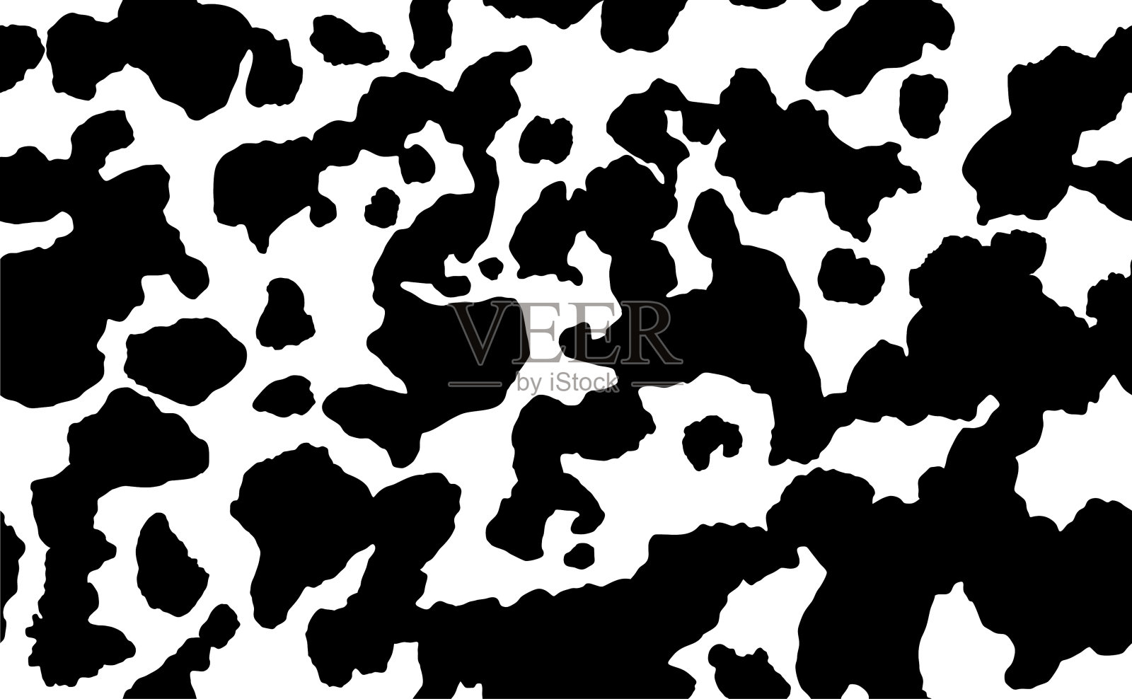 牛皮纹理，黑白斑点重复无缝图案。动物斑点狗污渍。向量插画图片素材