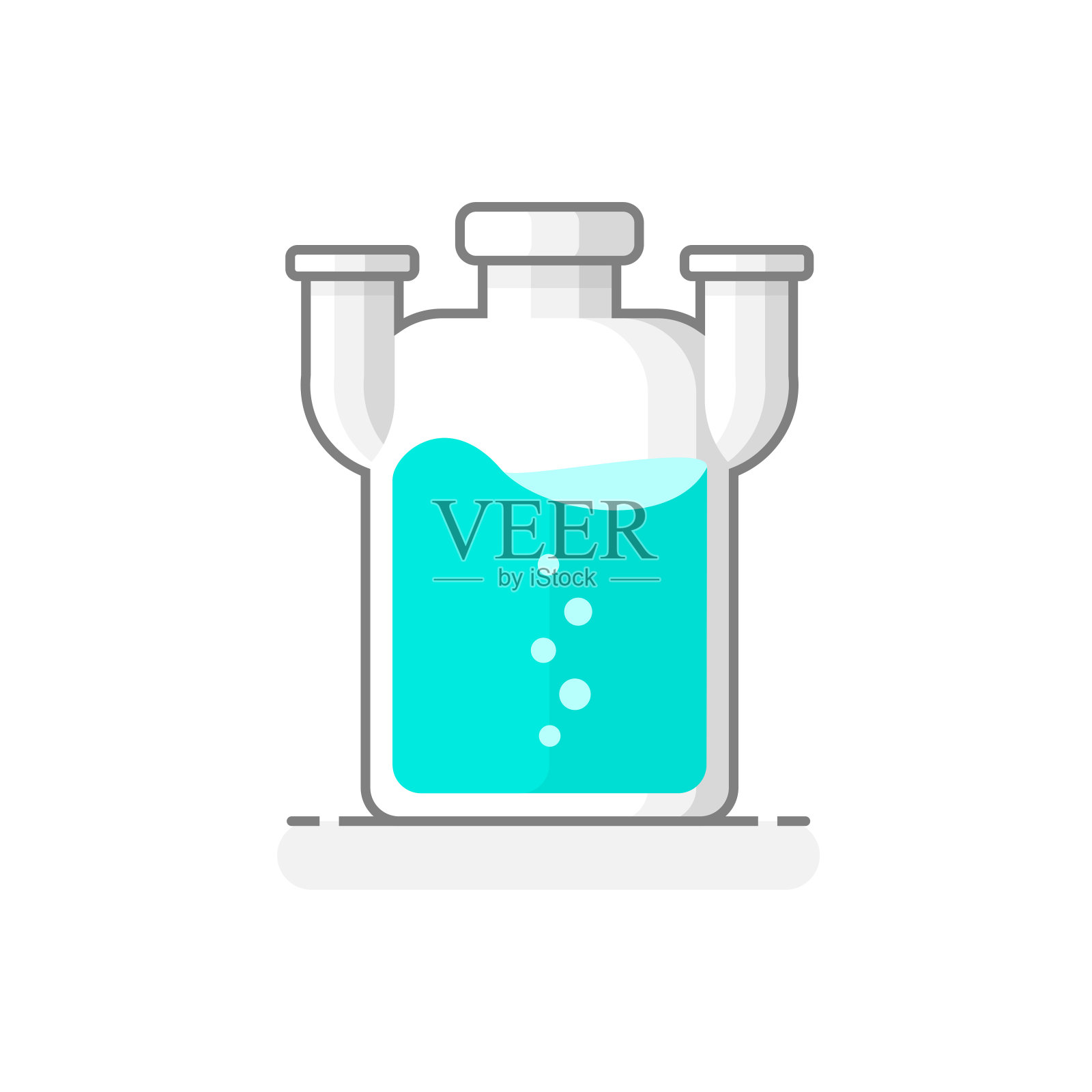 科学狼瓶与化学液体-实验室玻璃器皿图标21。平面设计理念。矢量插图。设计元素图片