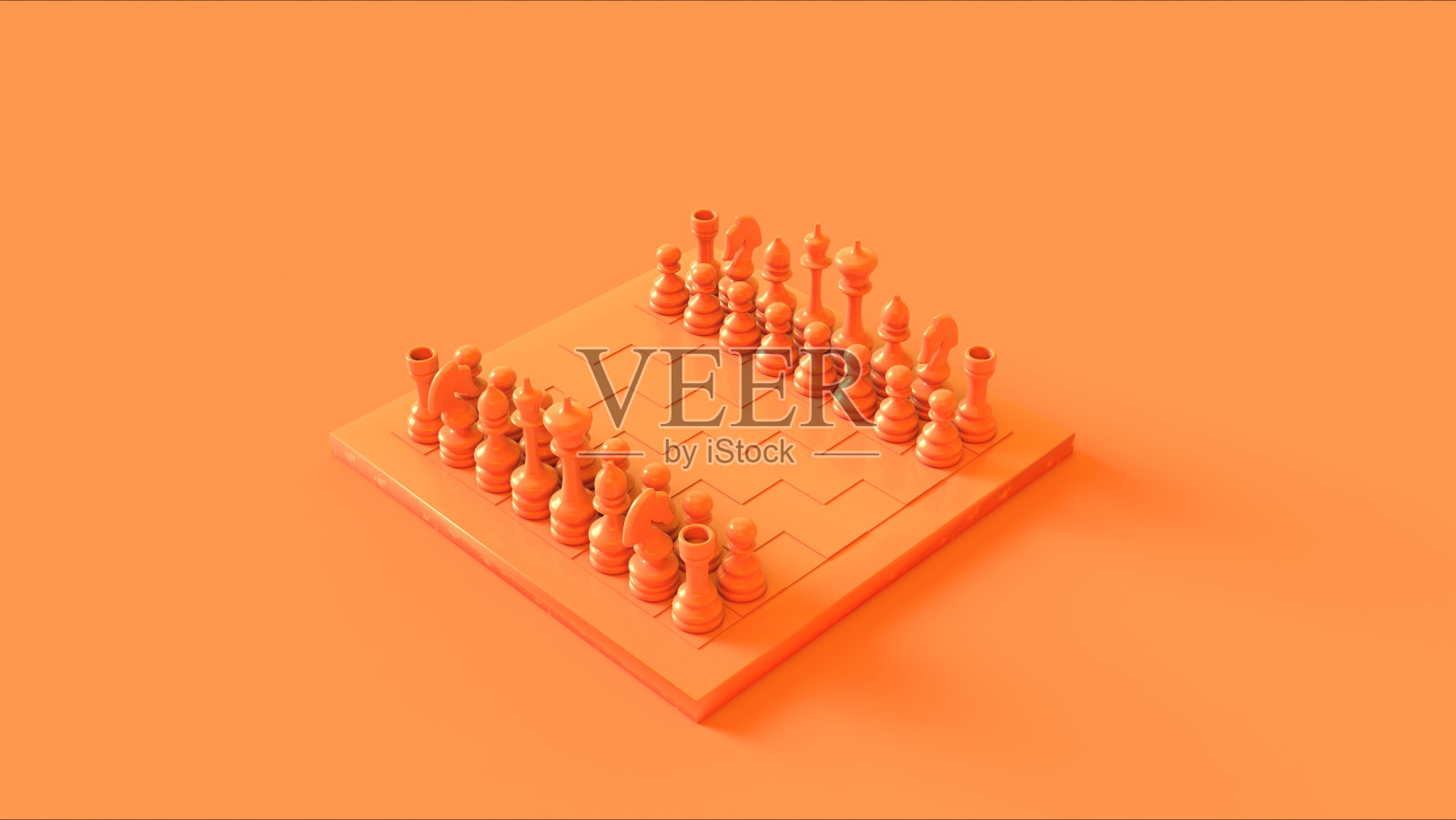 橙色棋盘和棋子插画图片素材