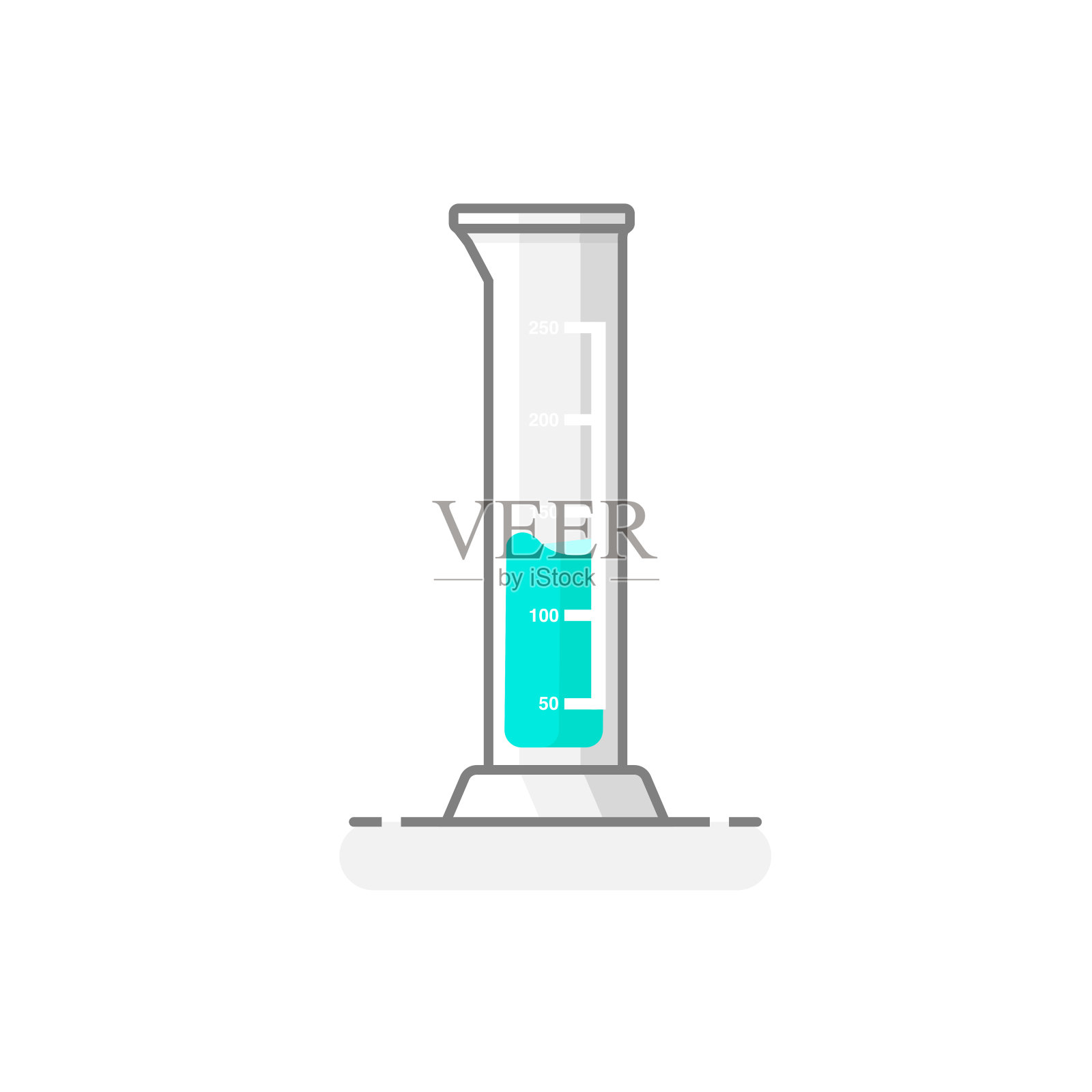 科学刻度缸-实验室玻璃器皿图标12 -平面设计概念。矢量插图。插画图片素材