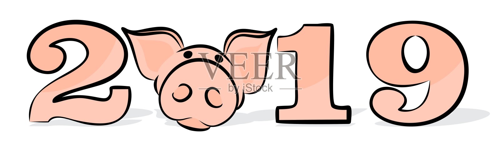 贺年卡与猪。插画图片素材