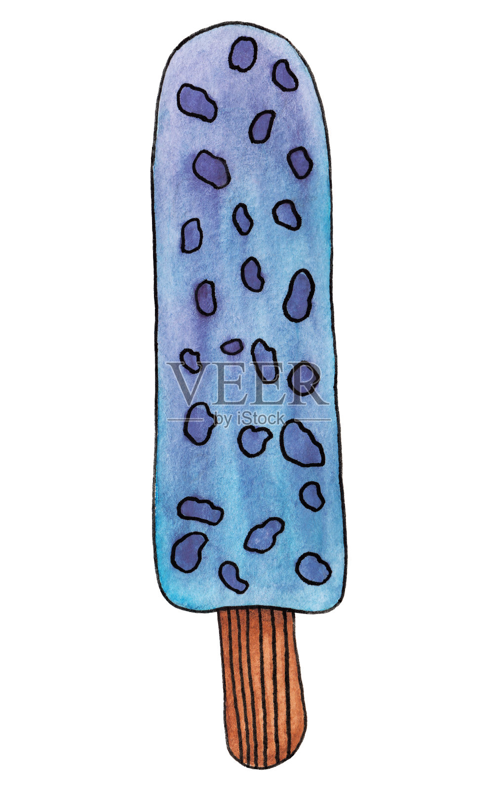 水彩手绘彩色冰淇淋插画图片素材