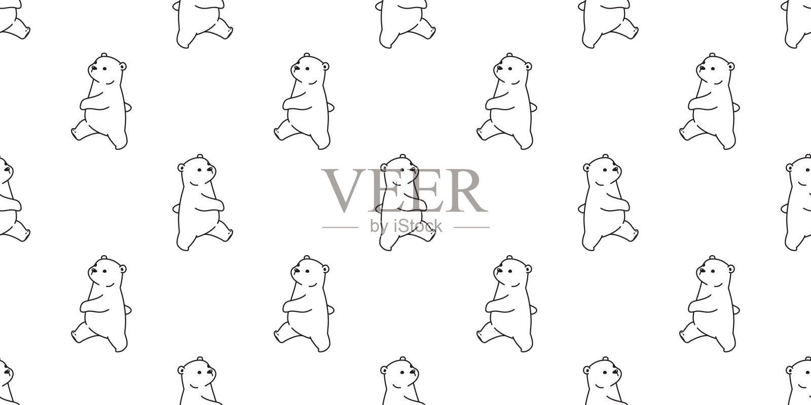 熊北极熊无缝模式矢量孤立背景壁纸白色插画图片素材