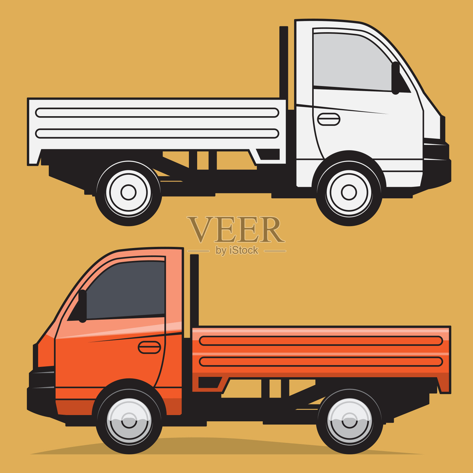 小卡车或送货车侧视图插画图片素材