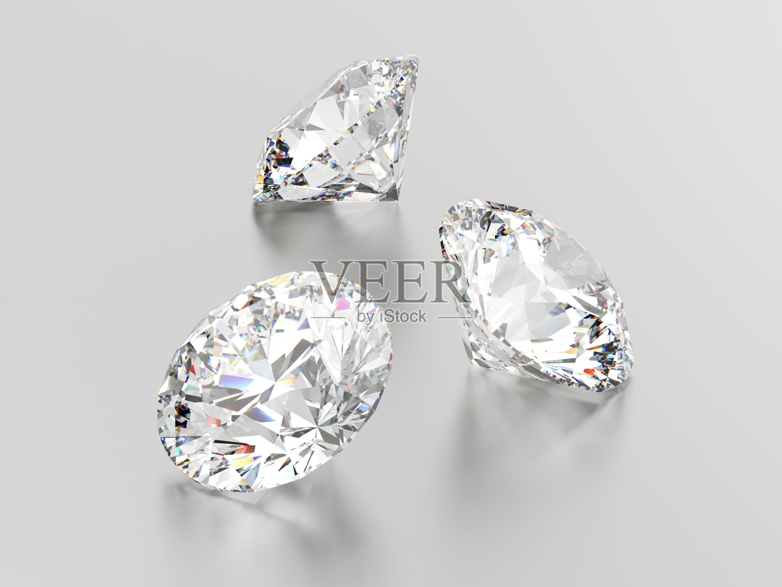 3D插图三白色圆形宝石钻石插画图片素材
