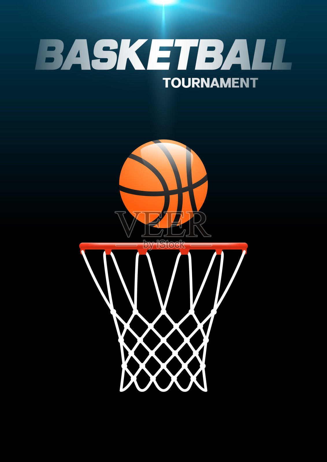 传单或网页横幅设计与篮球圈和球的图标设计模板素材