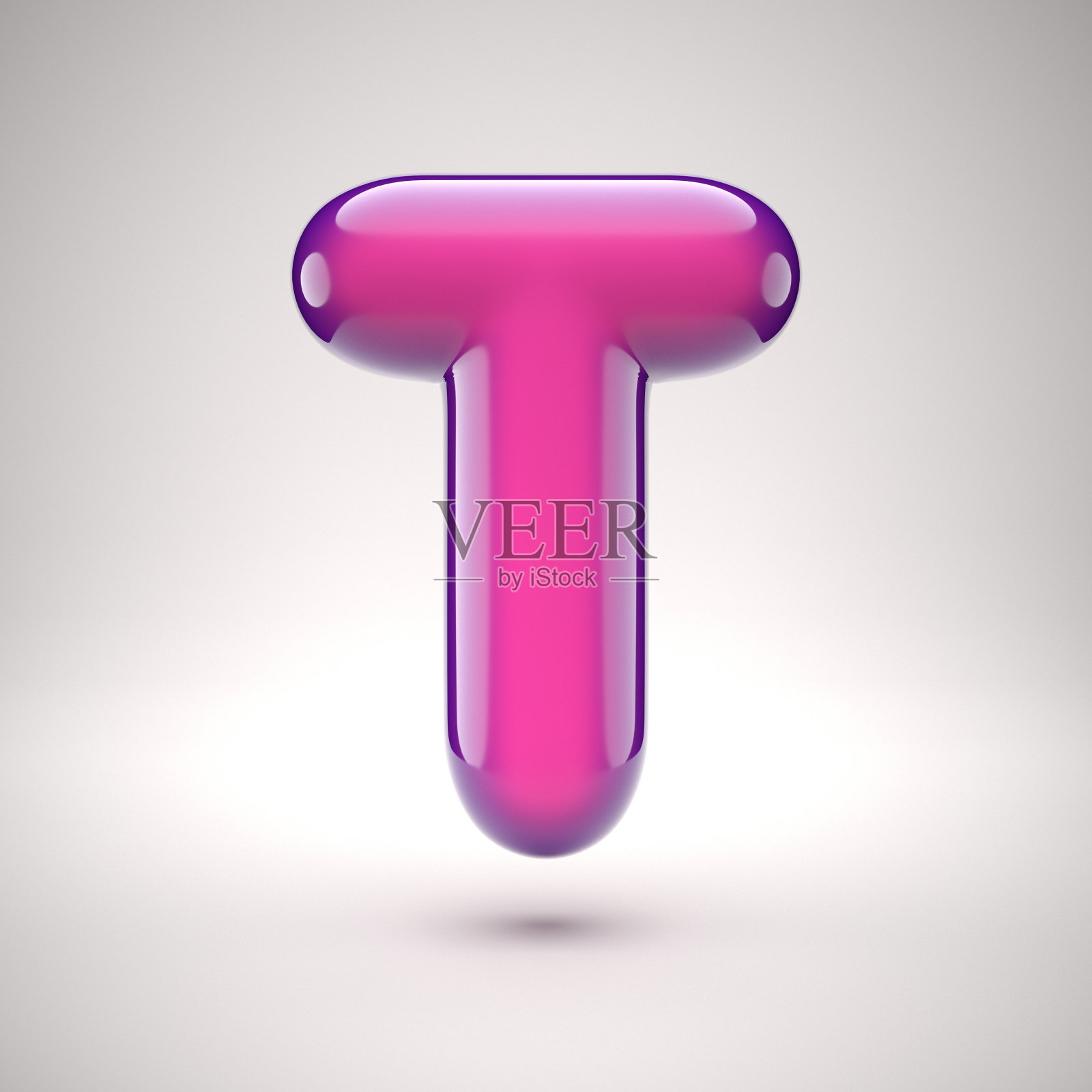 圆形粉色光滑字体3d渲染字母T插画图片素材