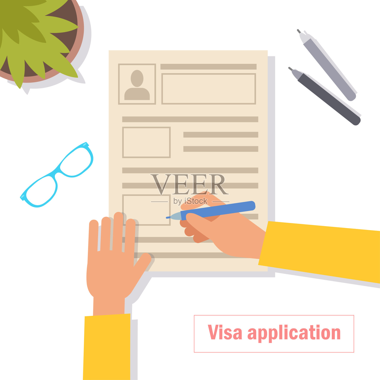 签证申请。向量插画图片素材