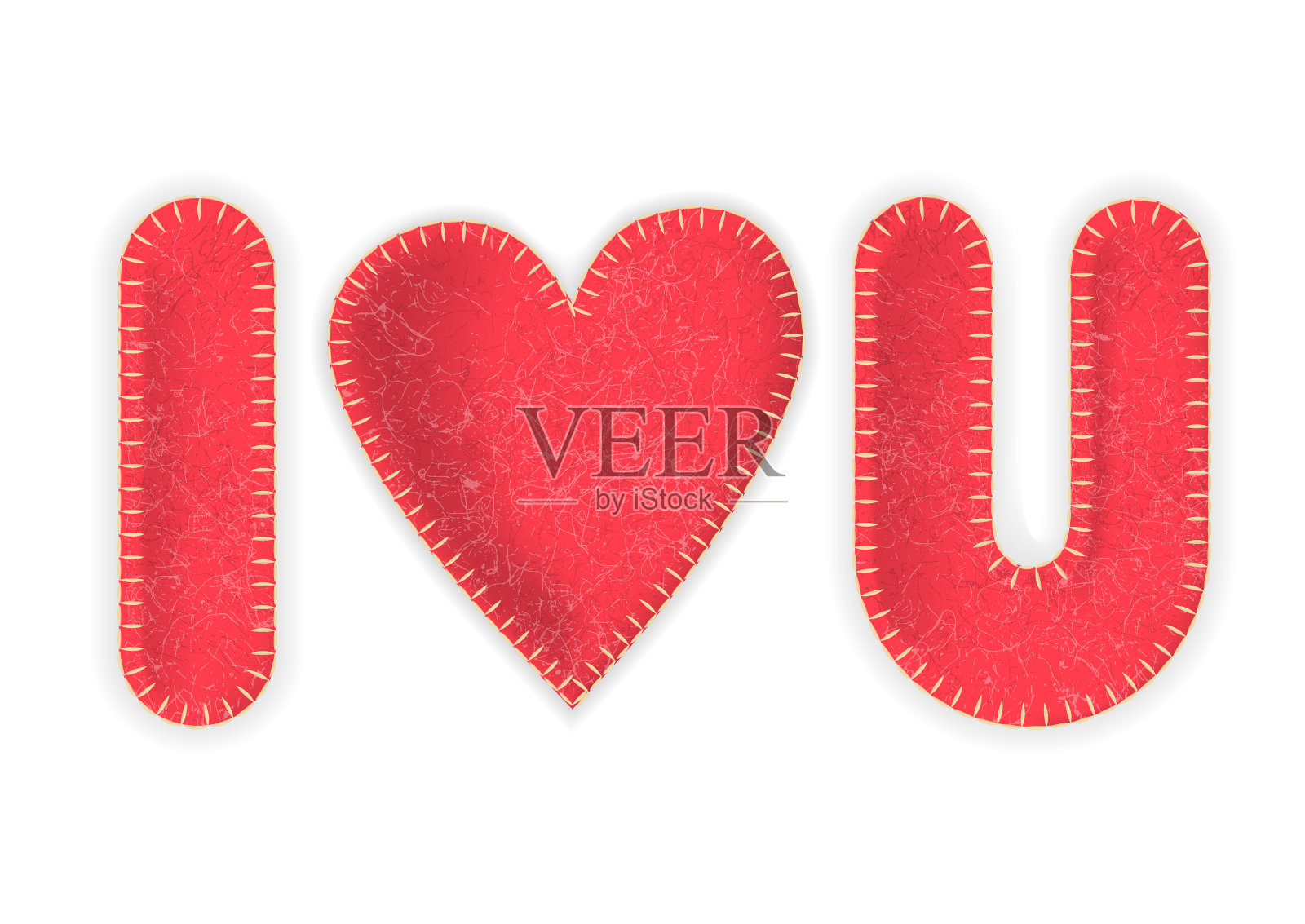 矢量铭文'我爱你'纺织毡字母。为了设计情人节和婚礼。插画图片素材