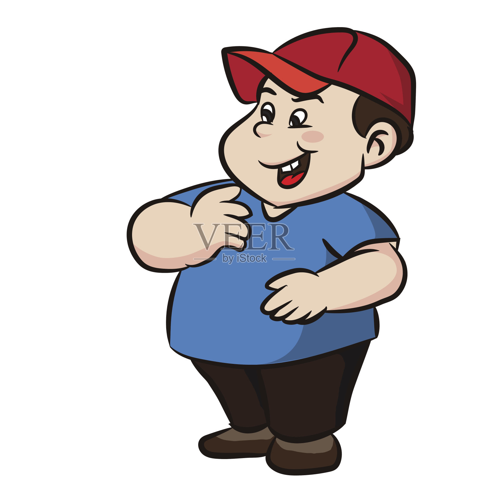 卡通胖男孩微笑-矢量剪贴画插图设计元素图片