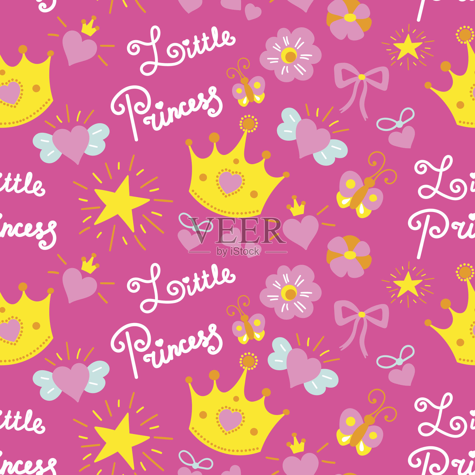 粉色小公主图案向量插画图片素材