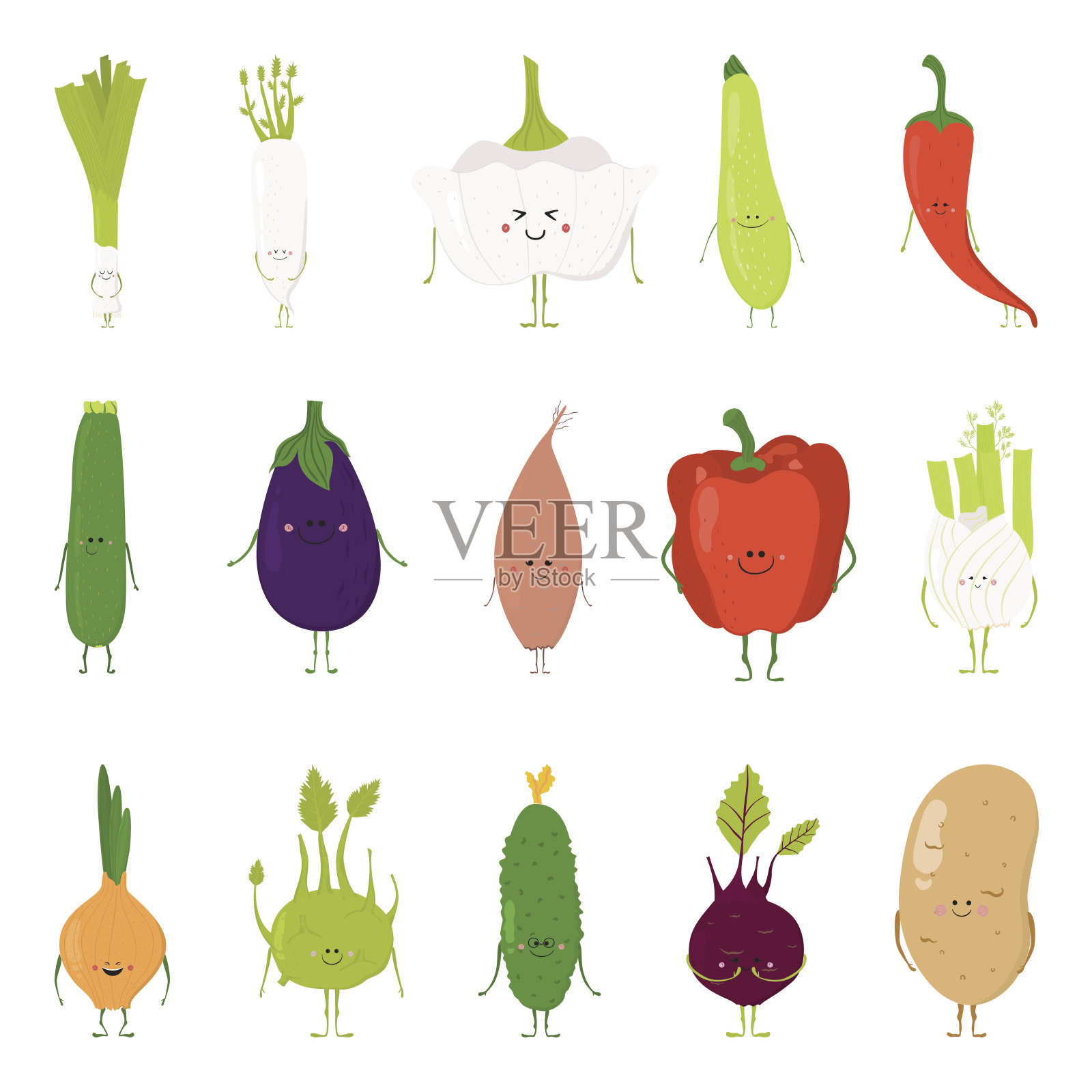 有趣的蔬菜卡片插画图片素材
