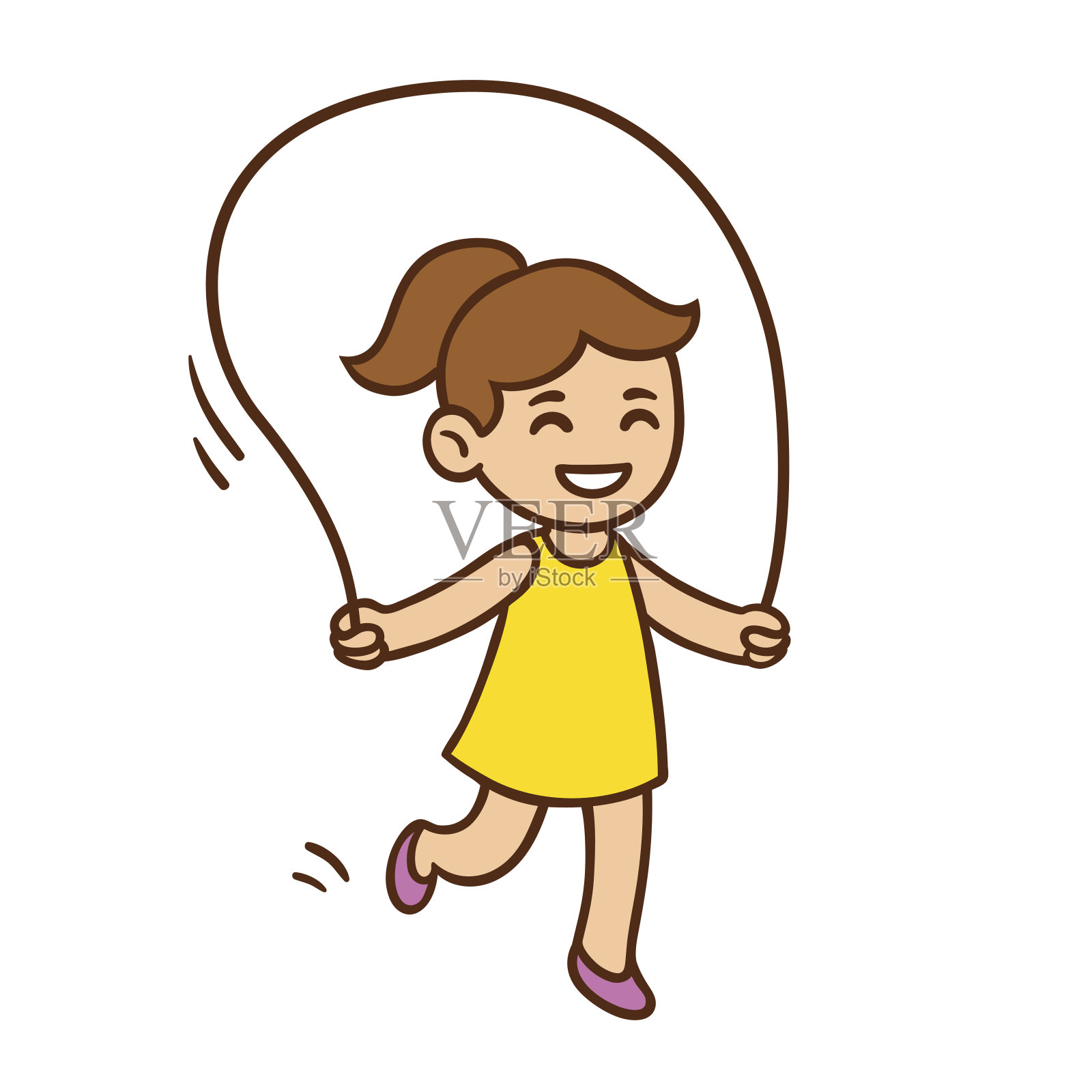 卡通小女孩运动跳绳gif动图下载-包图网