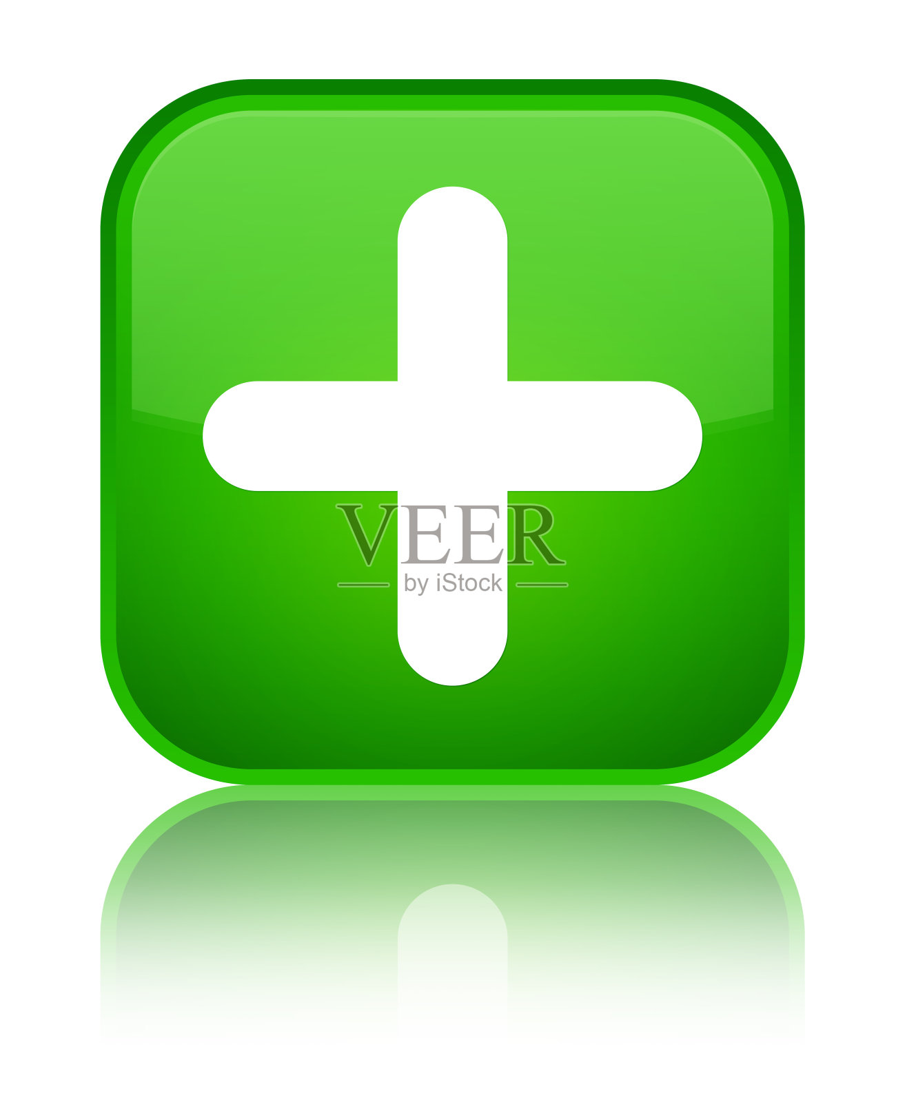 加上图标特殊的绿色方形按钮图标素材