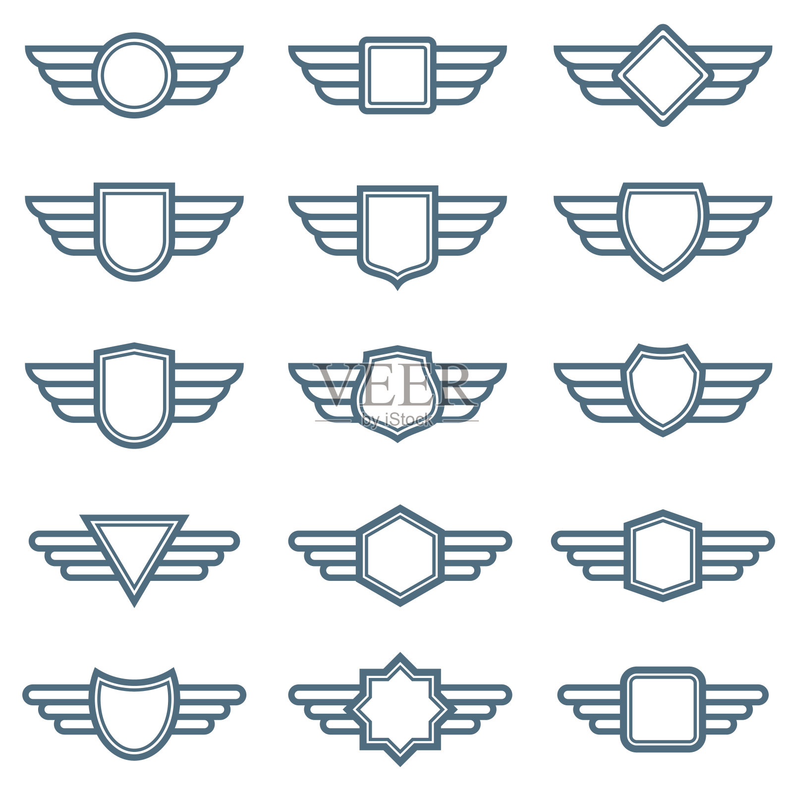 鹰翼陆军矢量徽章。航空翼标签。有翼的飞行员象征设计元素图片