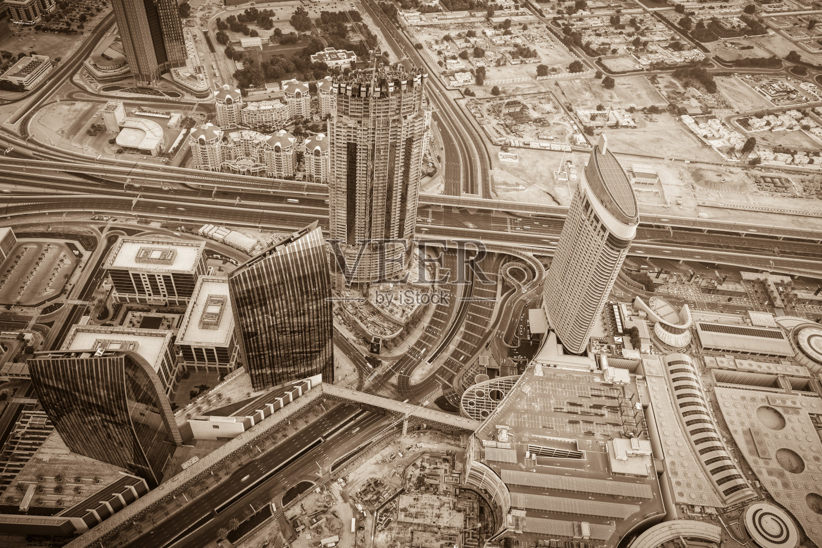 迪拜市中心的早晨景象。俯视图照片摄影图片