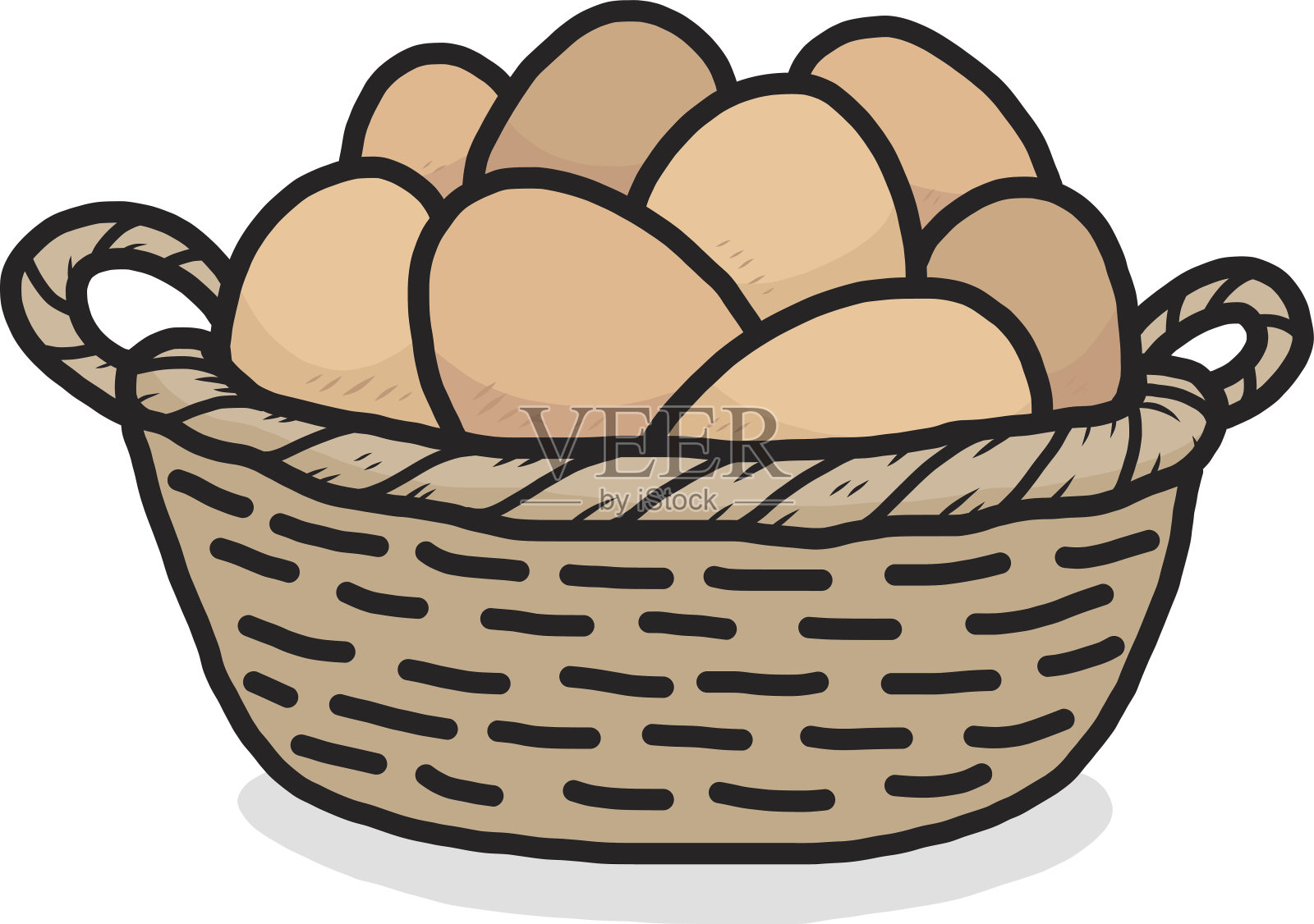 鸡蛋在篮子里插画图片素材