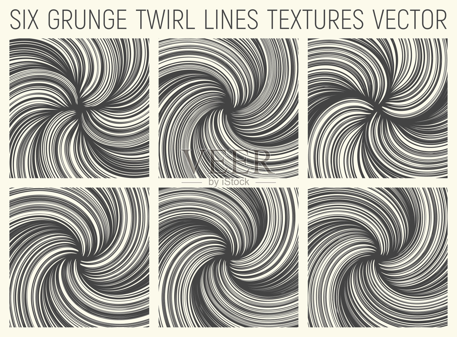 6 Grunge旋转线纹理向量设计元素图片