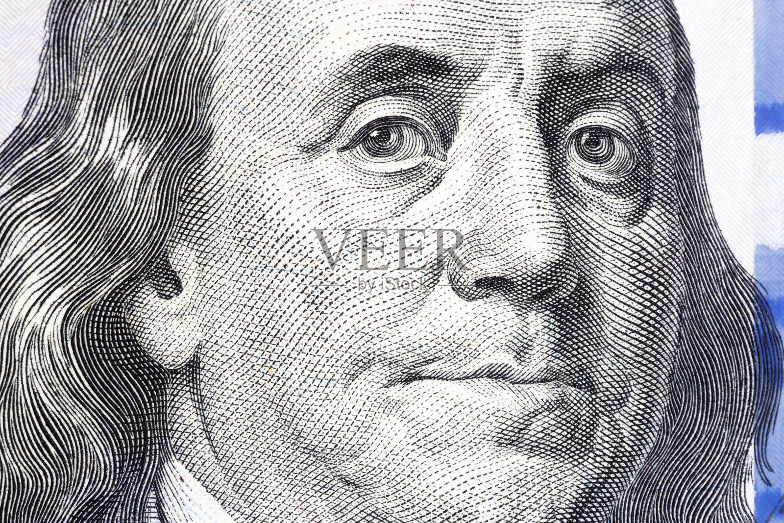 一百美元。本杰明·富兰克林肖像。美元,美国照片摄影图片