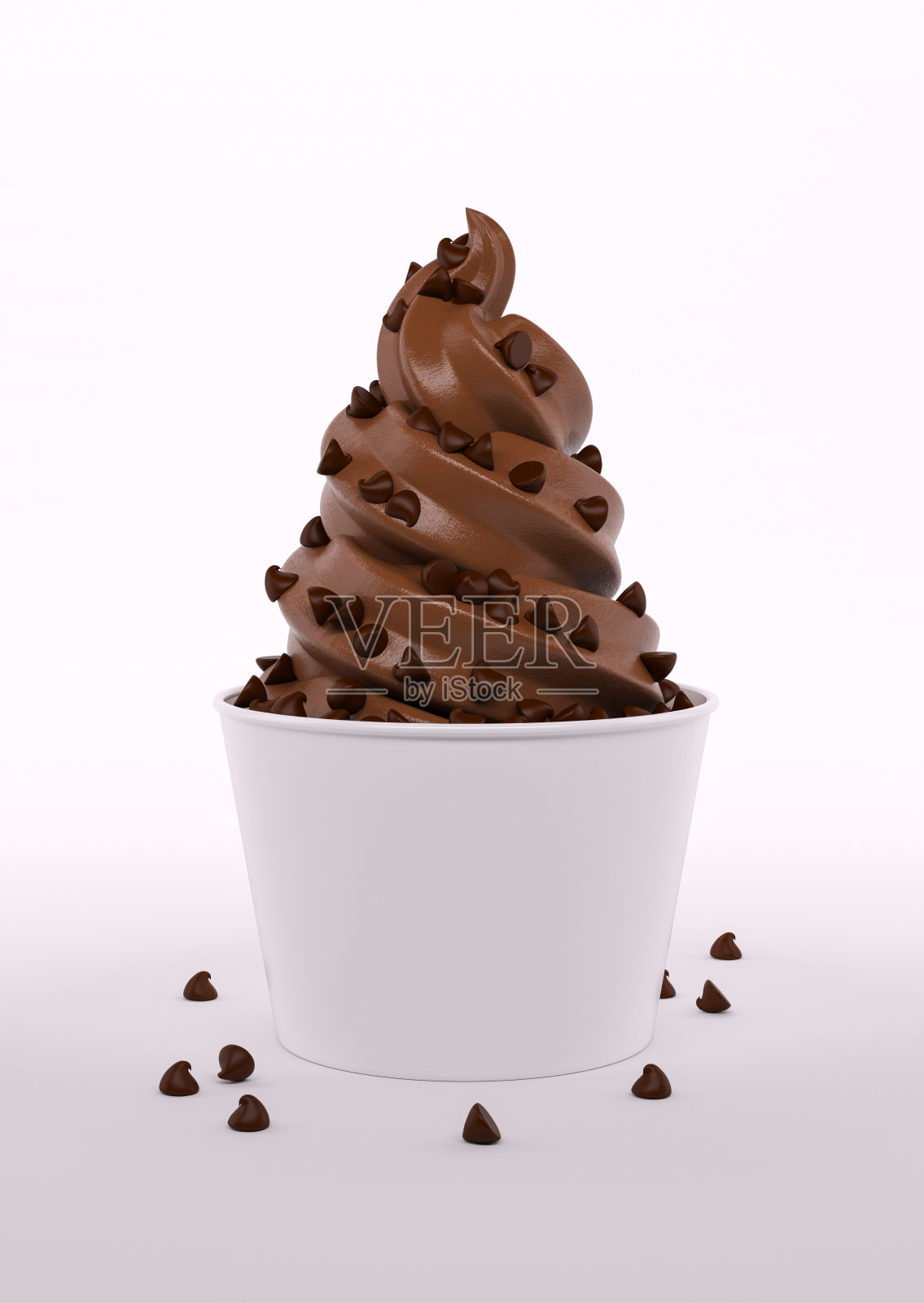 巧克力软冰淇淋配巧克力片照片摄影图片