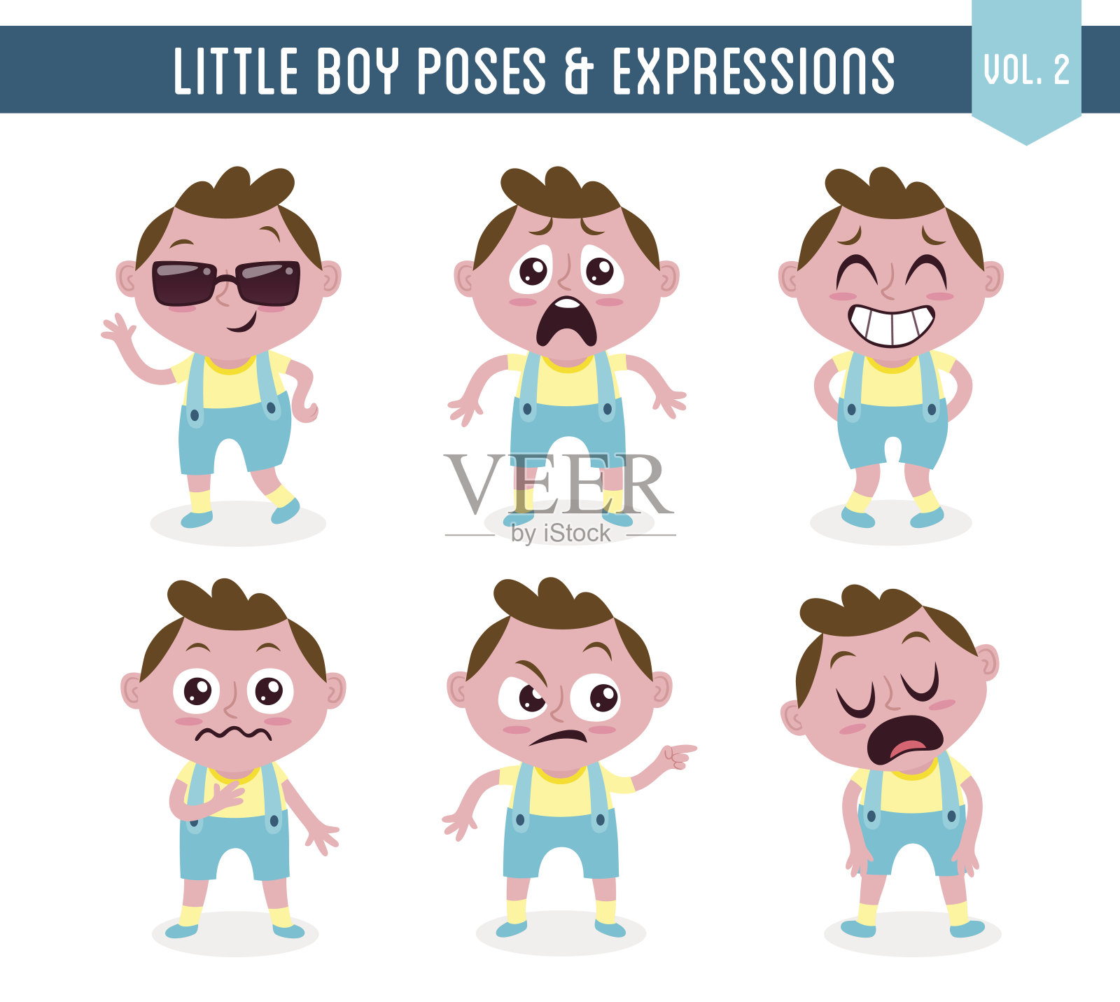 小男孩的姿势和表情(卷2 / 8)插画图片素材